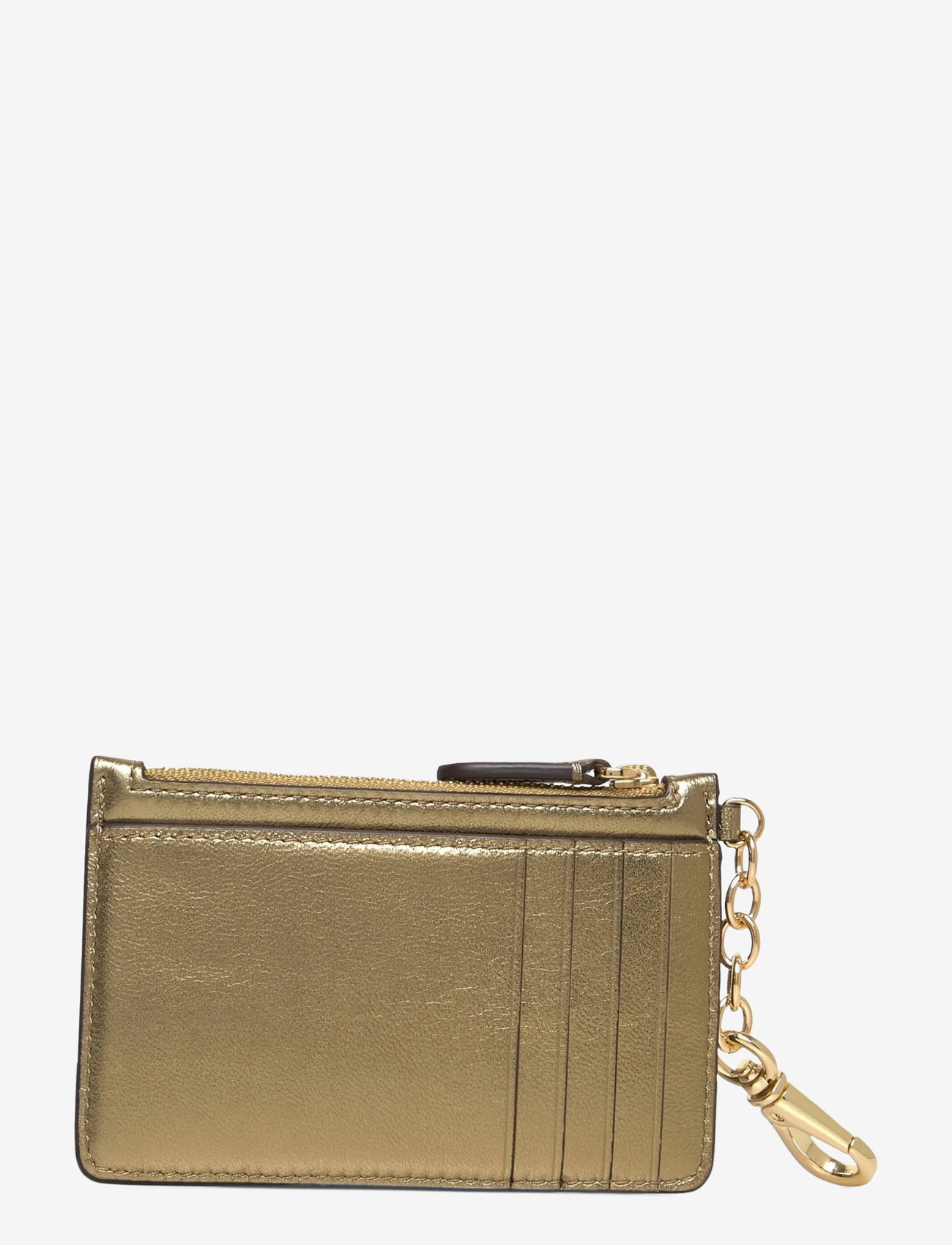 Lauren Ralph Lauren - Metallic Nappa Leather Zip Card Case - korthållare - antique gold - 1