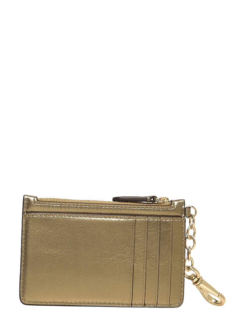 Lauren Ralph Lauren - Metallic Nappa Leather Zip Card Case - korthållare - antique gold - 1