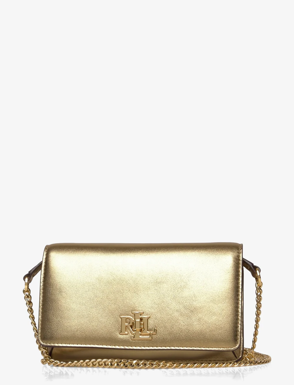 Lauren Ralph Lauren - Metallic Crossbody Turn-Lock Tech Case - særlige begivenheder - antique gold - 0