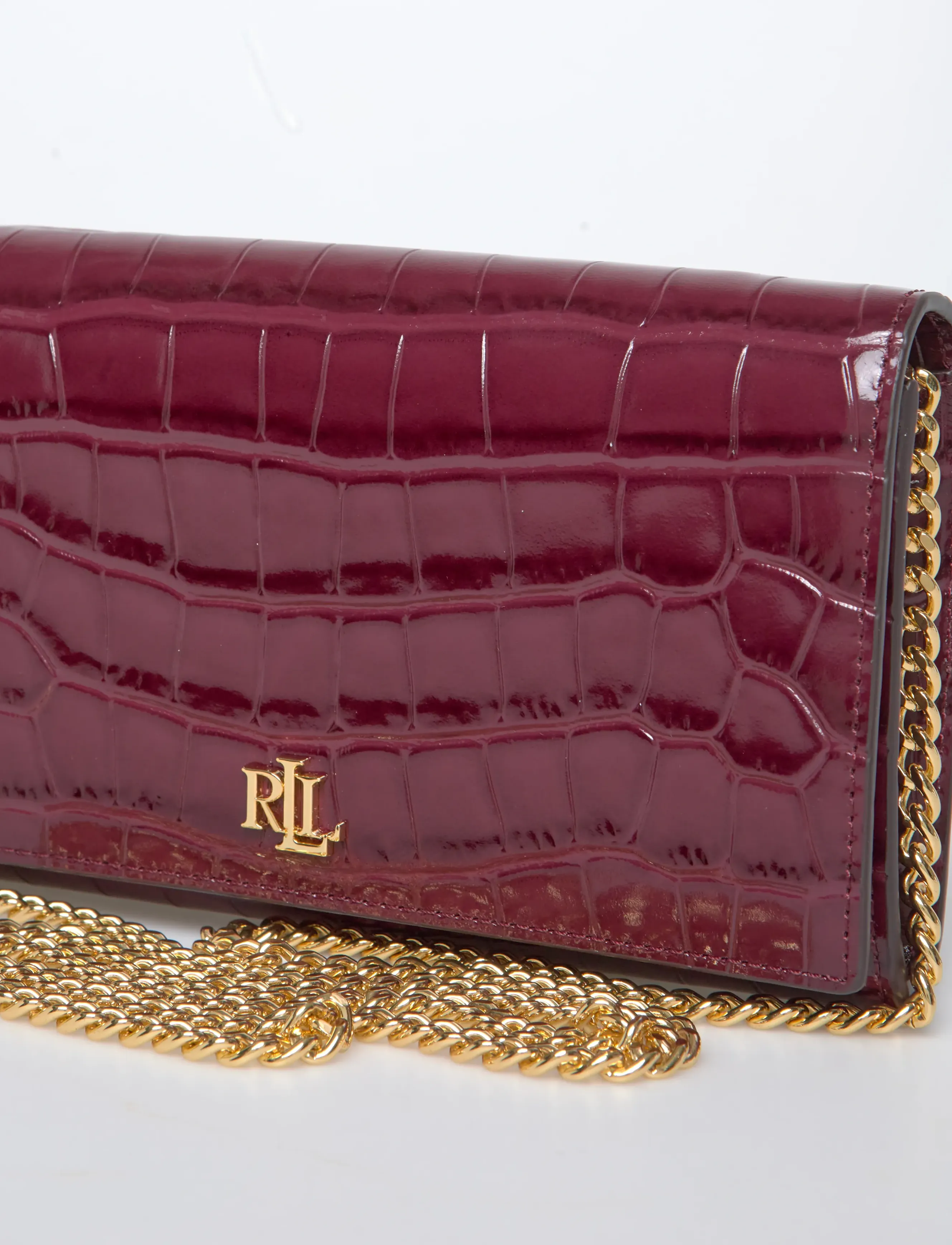 Lauren Ralph Lauren - Croc-Embossed Medium Adair II Crossbody - dark garnet - 4