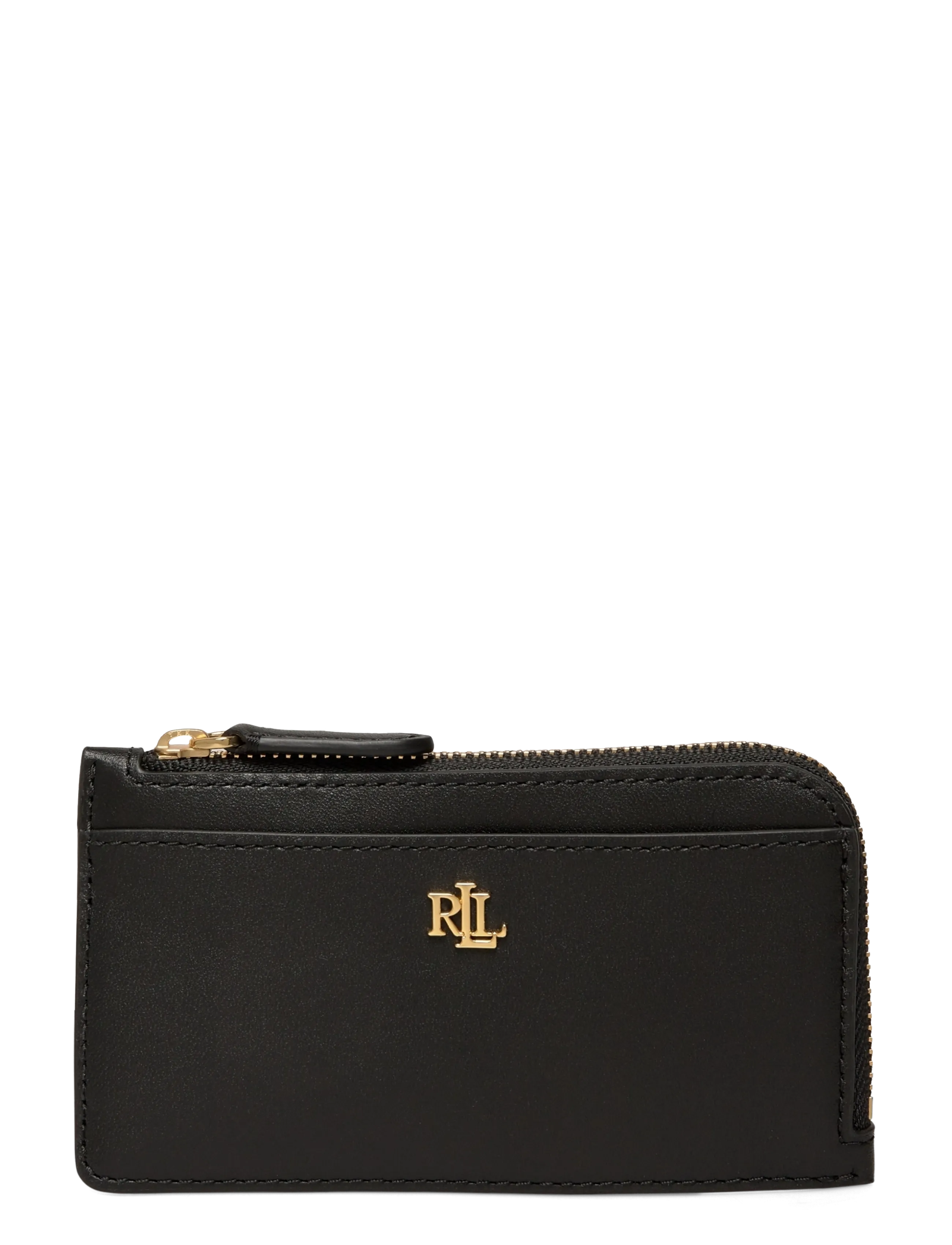 Lauren Ralph Lauren Leather L-Zip Card Case, One Size, Black, Kortholdere & Punge > Punge, Dame