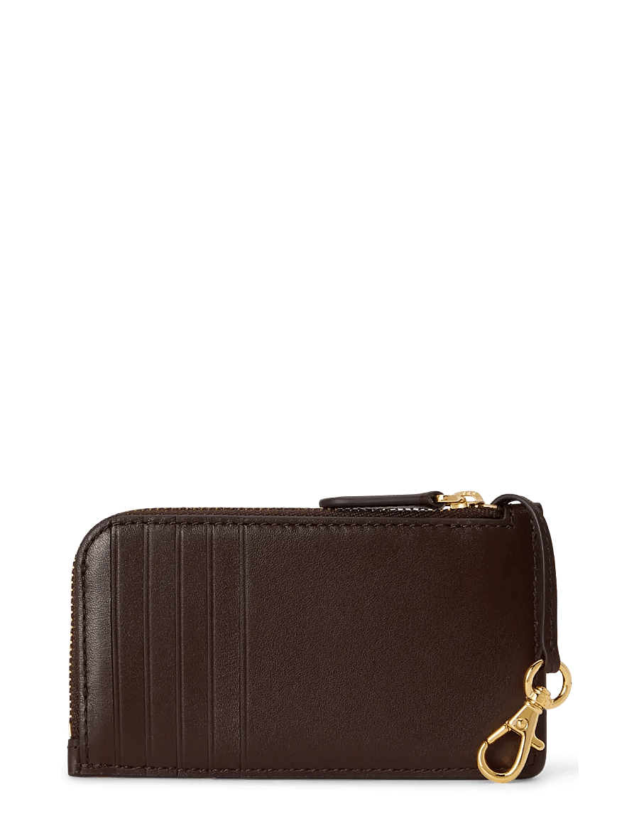 Lauren Ralph Lauren - Leather L-Zip Card Case - portemonnaies - chestnut brown - 1