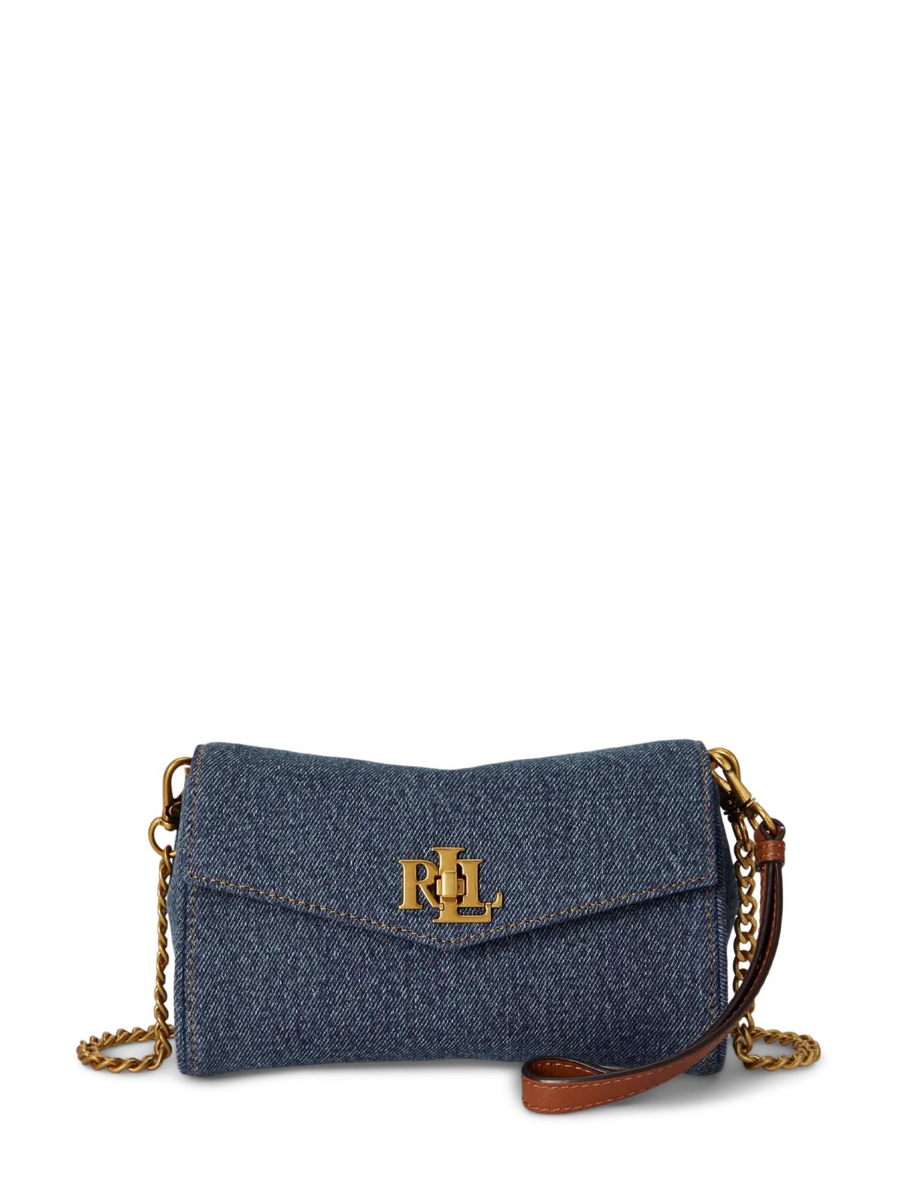 Lauren Ralph Lauren Denim Turn-Lock Wristlet Crossbody, One Size, Blue, Tasker > Crossbody-Tasker, Dame