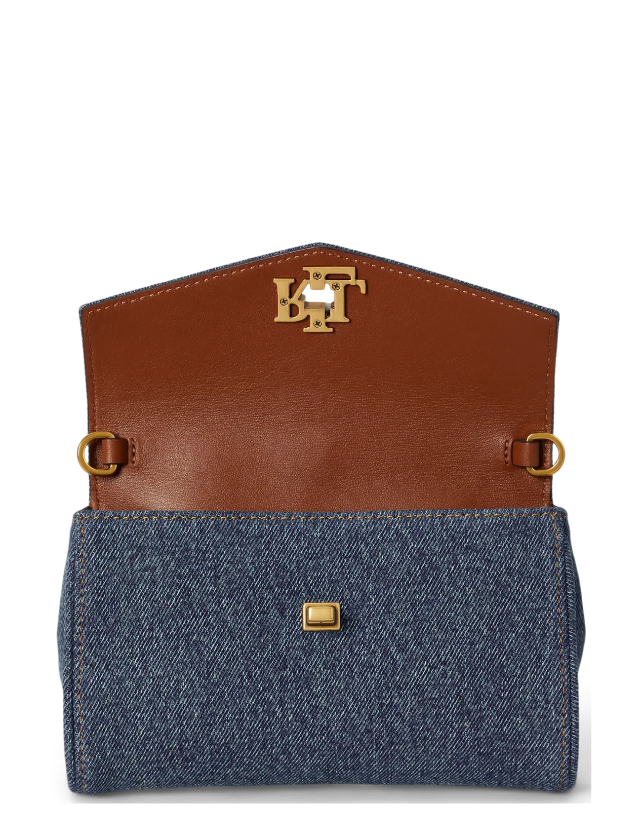 Lauren Ralph Lauren - Denim Turn-Lock Wristlet Crossbody - crossbody bags - oxford blue/laure - 3