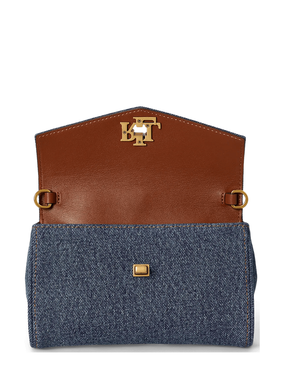 Lauren Ralph Lauren - Denim Turn-Lock Wristlet Crossbody - crossbody bags - oxford blue/laure - 3