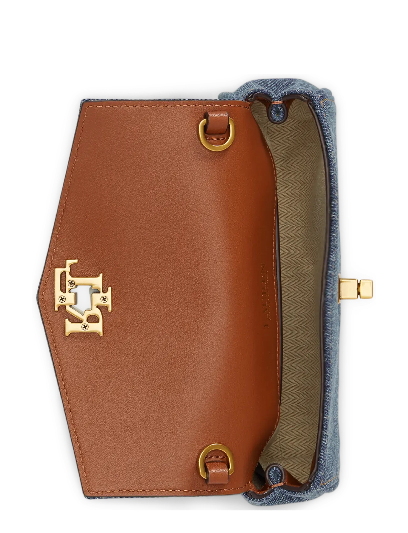 Lauren Ralph Lauren - Denim Turn-Lock Wristlet Crossbody - crossbody bags - oxford blue/laure - 4