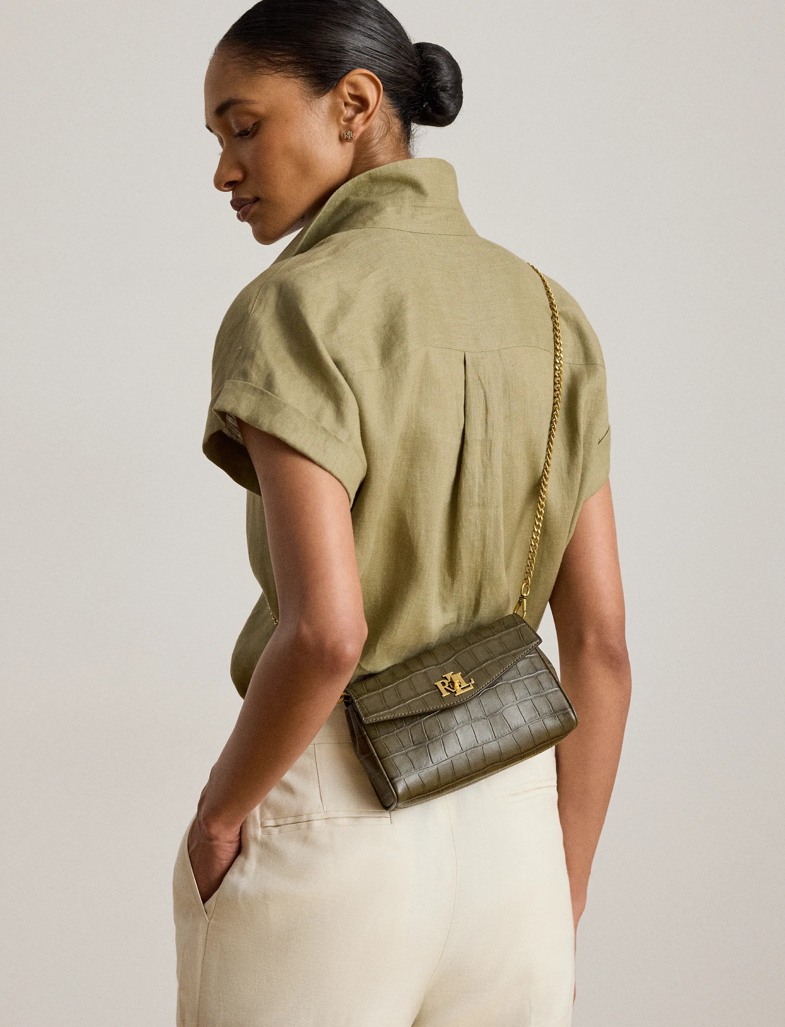 Lauren Ralph Lauren - Embossed Turn-Lock Wristlet Crossbody - kasdienis stilius - botanic green - 4