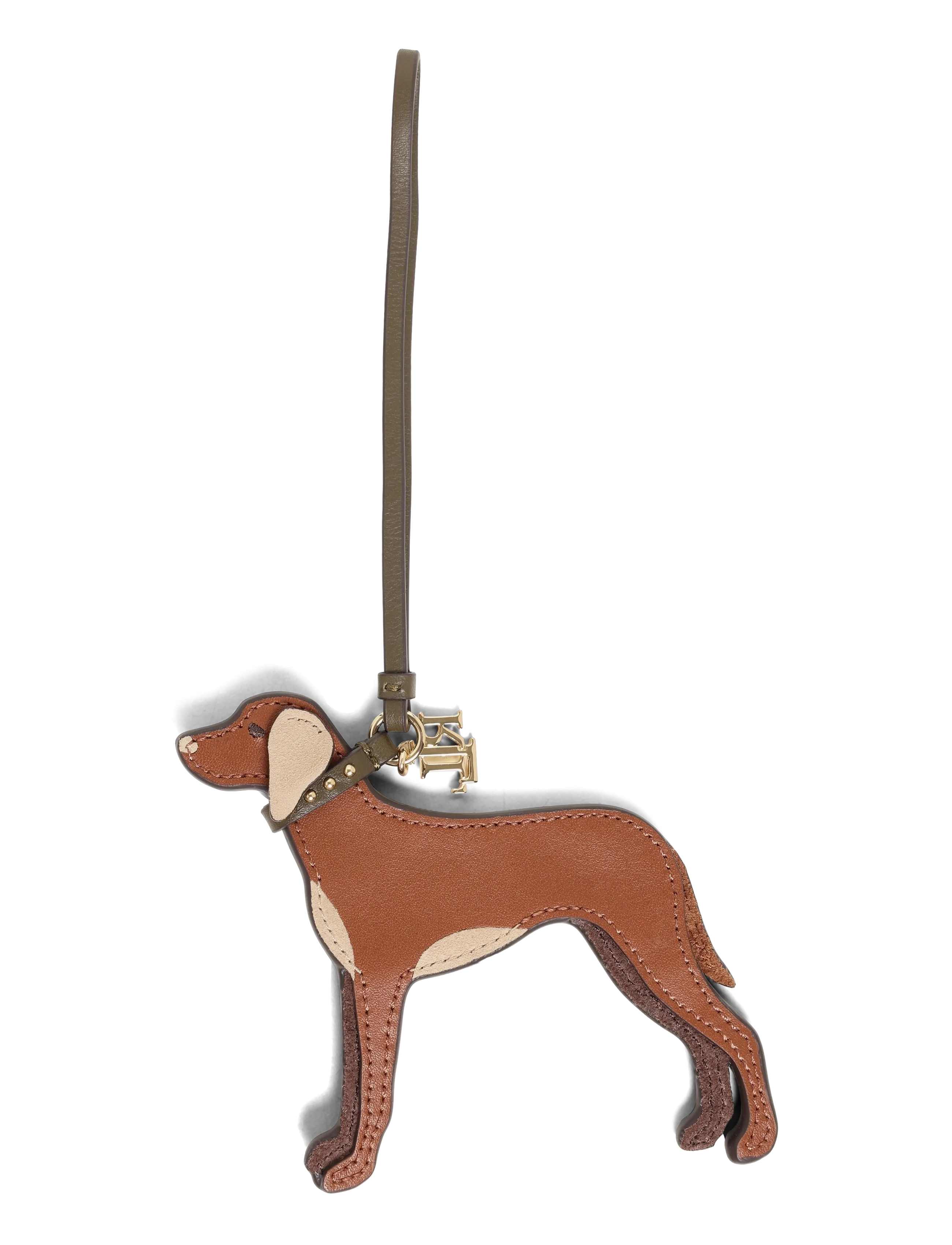Lauren Ralph Suede-Trim Leather Vizsla Charm, One Size, Accessories, Braun - Key Rings & Bag Charms, Frauen