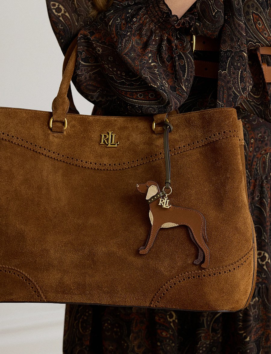 Lauren Ralph Lauren - Suede-Trim Leather Vizsla Charm - nøgleringe & bag charms - lauren tan/tan/bo - 2