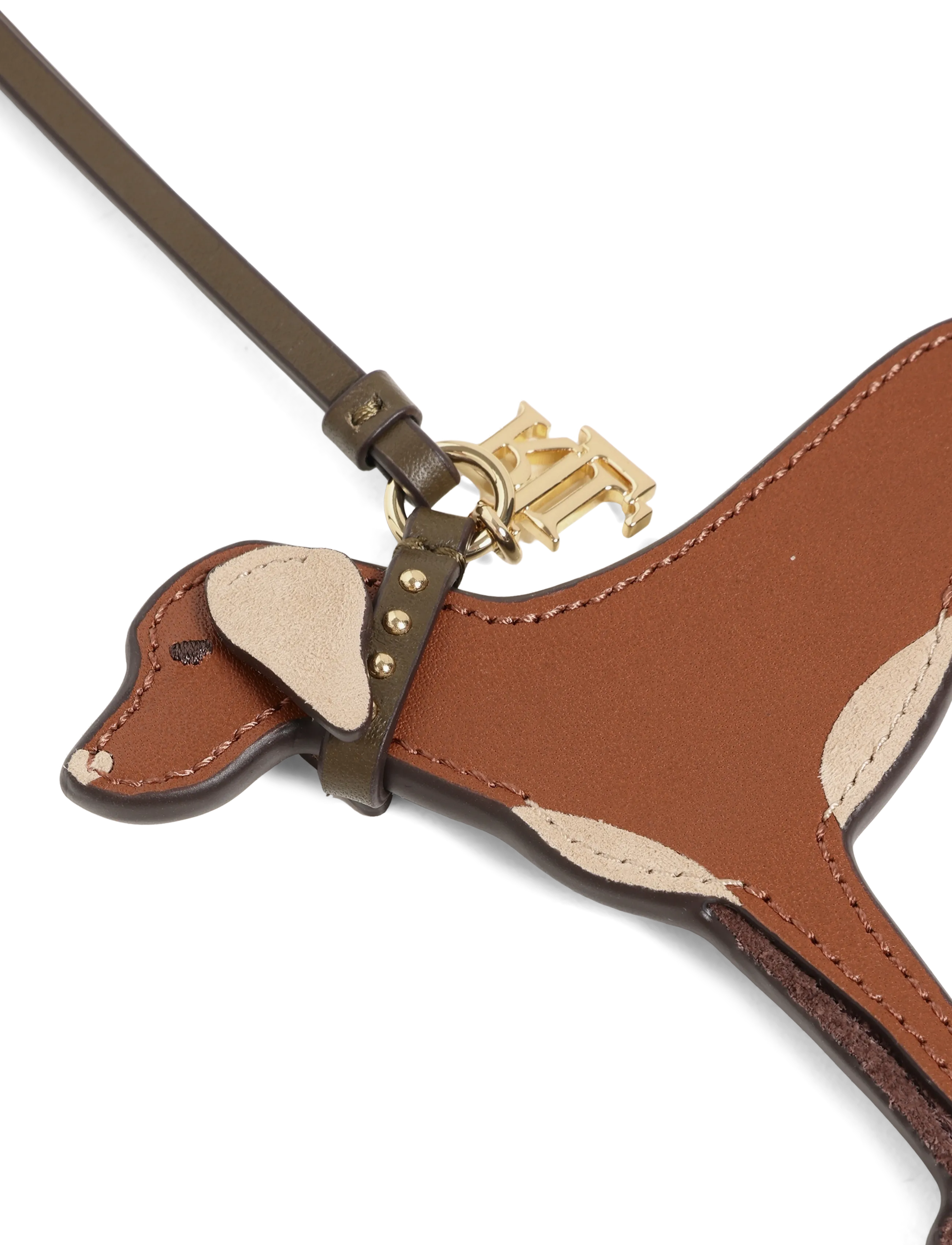 Lauren Ralph Lauren - Suede-Trim Leather Vizsla Charm - nøgleringe & bag charms - lauren tan/tan/bo - 3