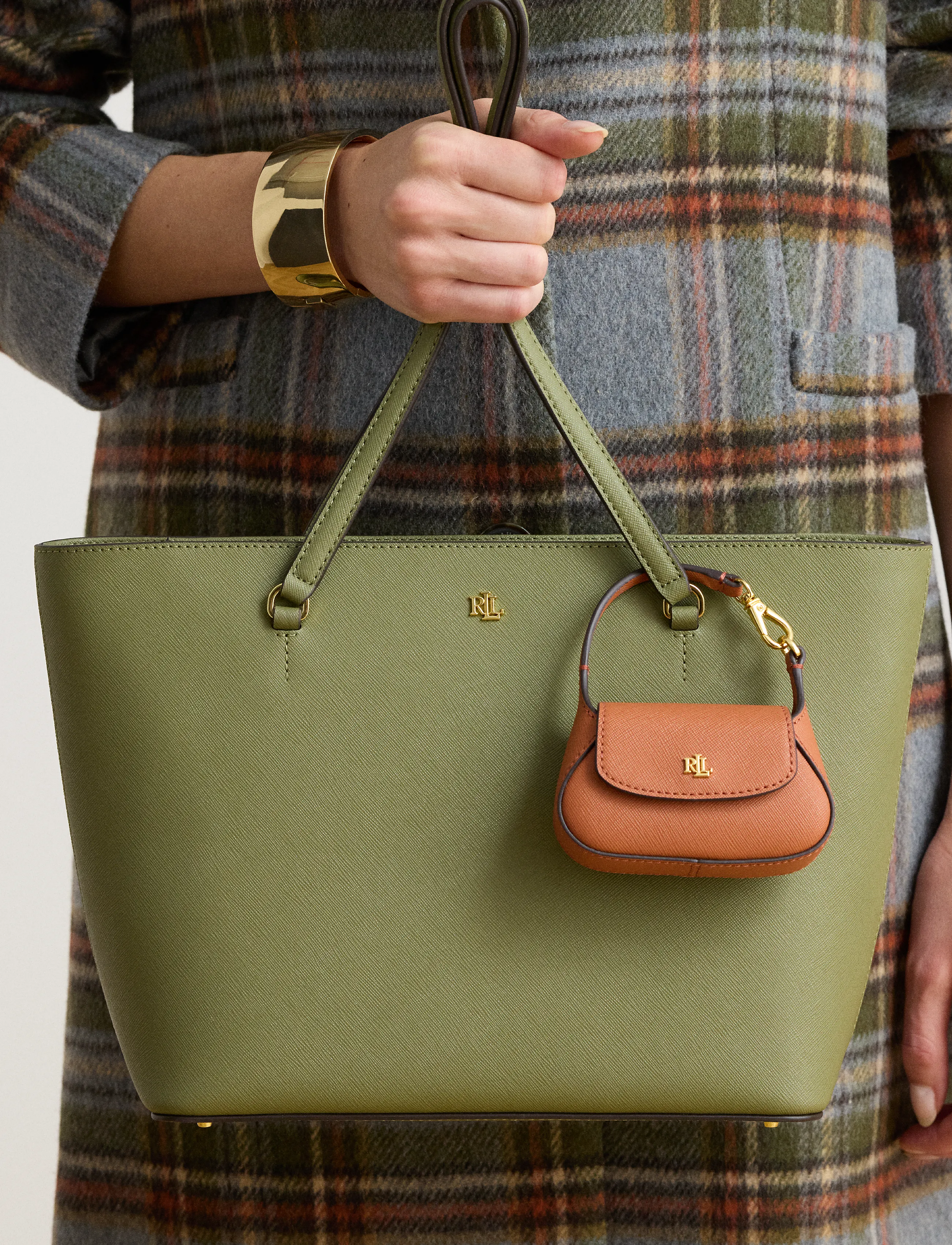 Lauren Ralph Lauren - Crosshatch Leather Schylar Charm - nøgleringe & bag charms - red terracotta - 2