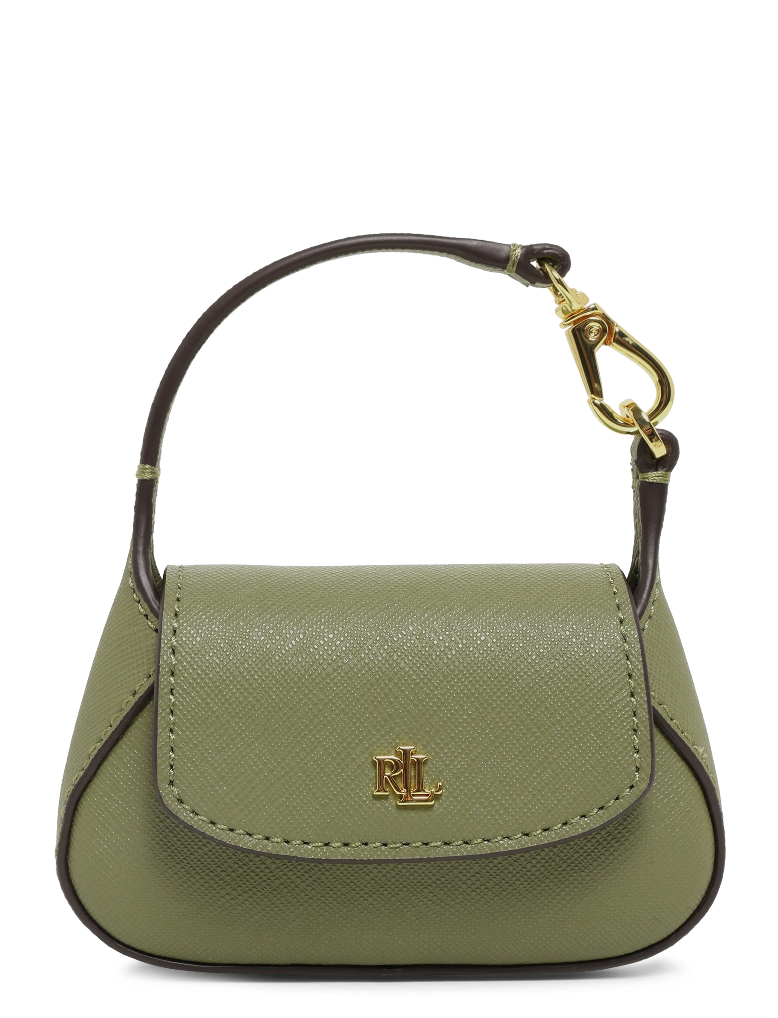 Lauren Ralph Crosshatch Leather Schylar Charm, One Size, Accessories, Khakigrün - Key Rings & Bag Charms, Frauen