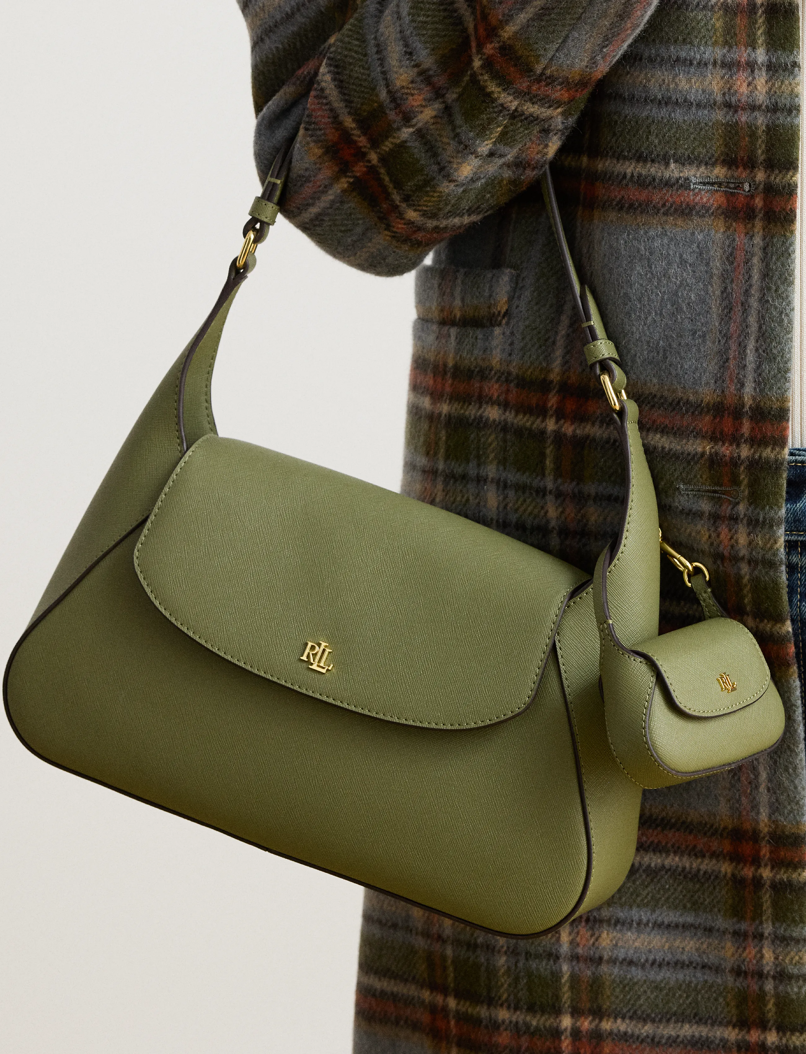 Lauren Ralph Lauren - Crosshatch Leather Schylar Charm - schlüsselanhänger & taschenanhänger - sage green - 1