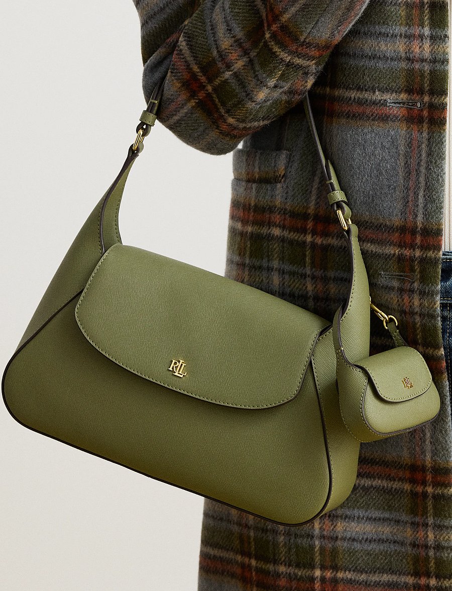 Lauren Ralph Lauren - Crosshatch Leather Schylar Charm - schlüsselanhänger & taschenanhänger - sage green - 1