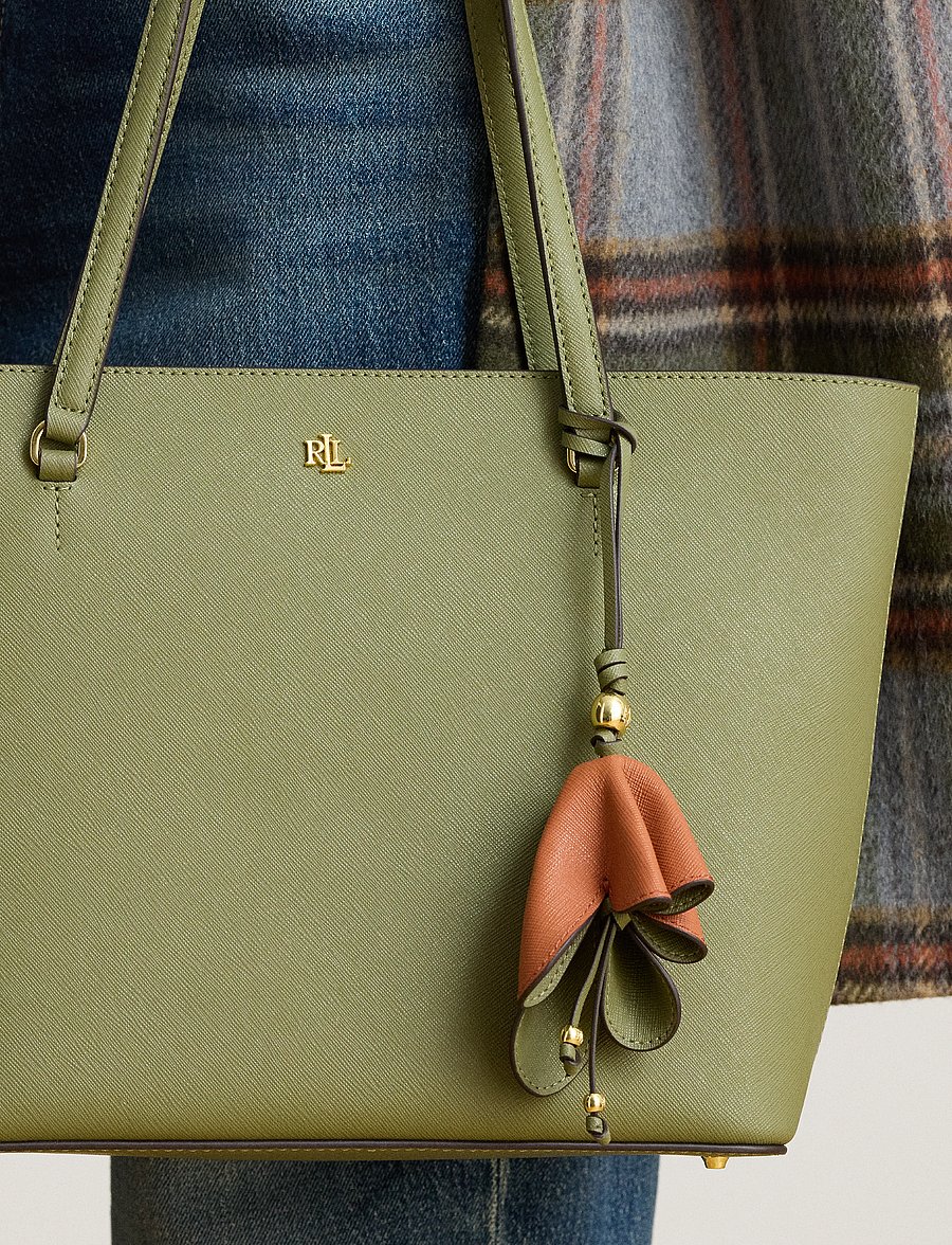Lauren Ralph Lauren - Two-Tone Leather Flower Charm - nøgleringe & bag charms - red terracotta/sa - 2