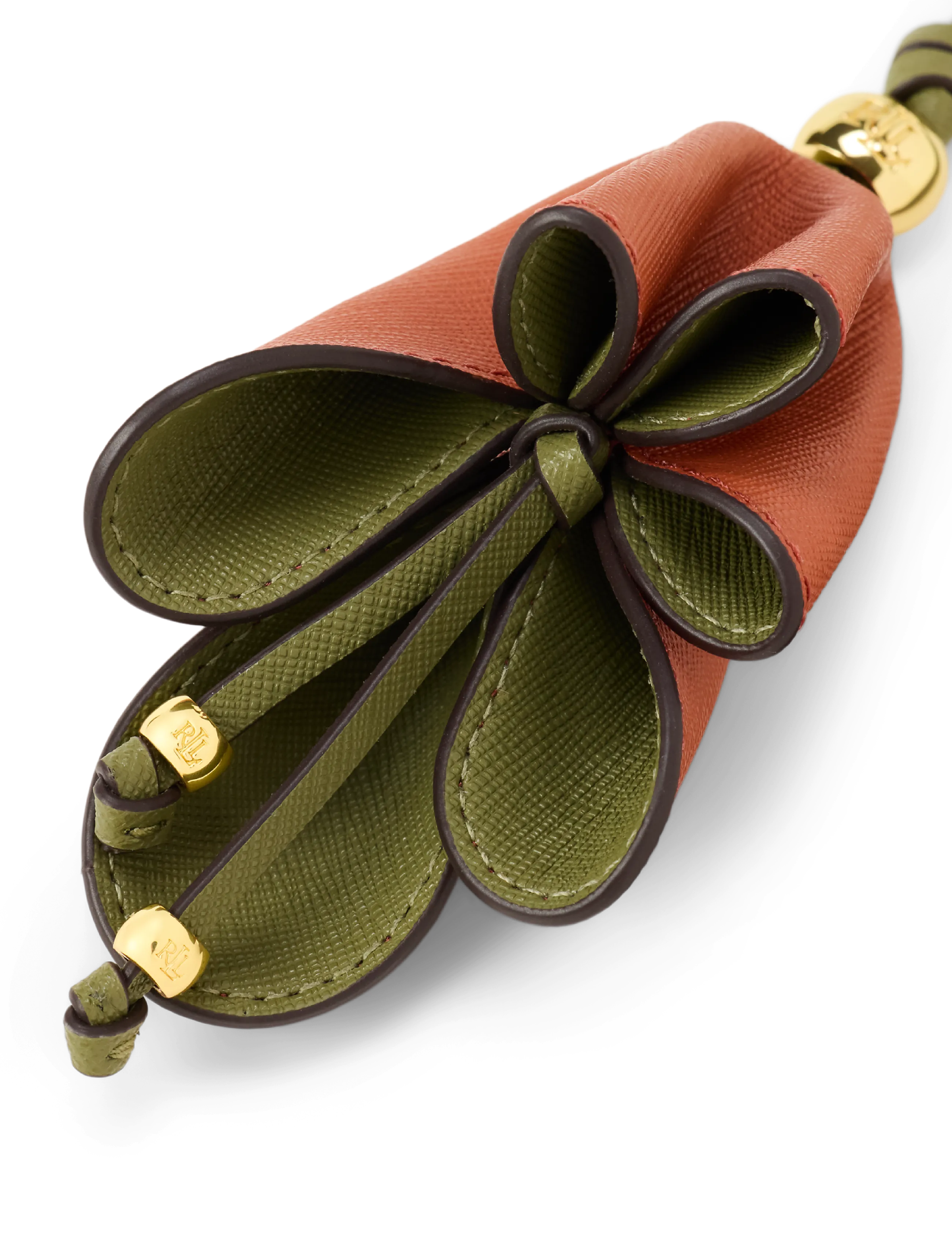 Lauren Ralph Lauren - Two-Tone Leather Flower Charm - nyckelringar & bag charms - red terracotta/sa - 3