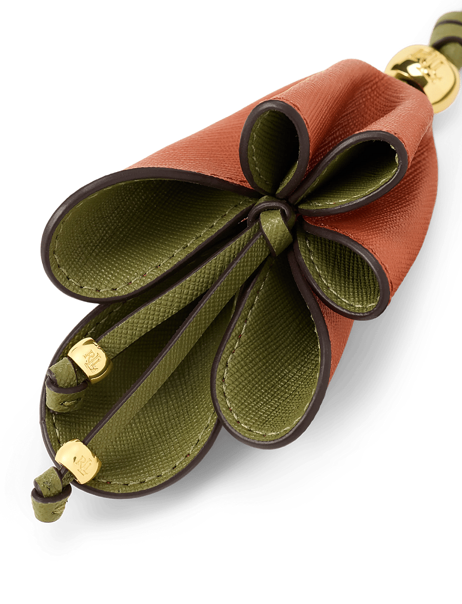 Lauren Ralph Lauren - Two-Tone Leather Flower Charm - nøgleringe & bag charms - red terracotta/sa - 3