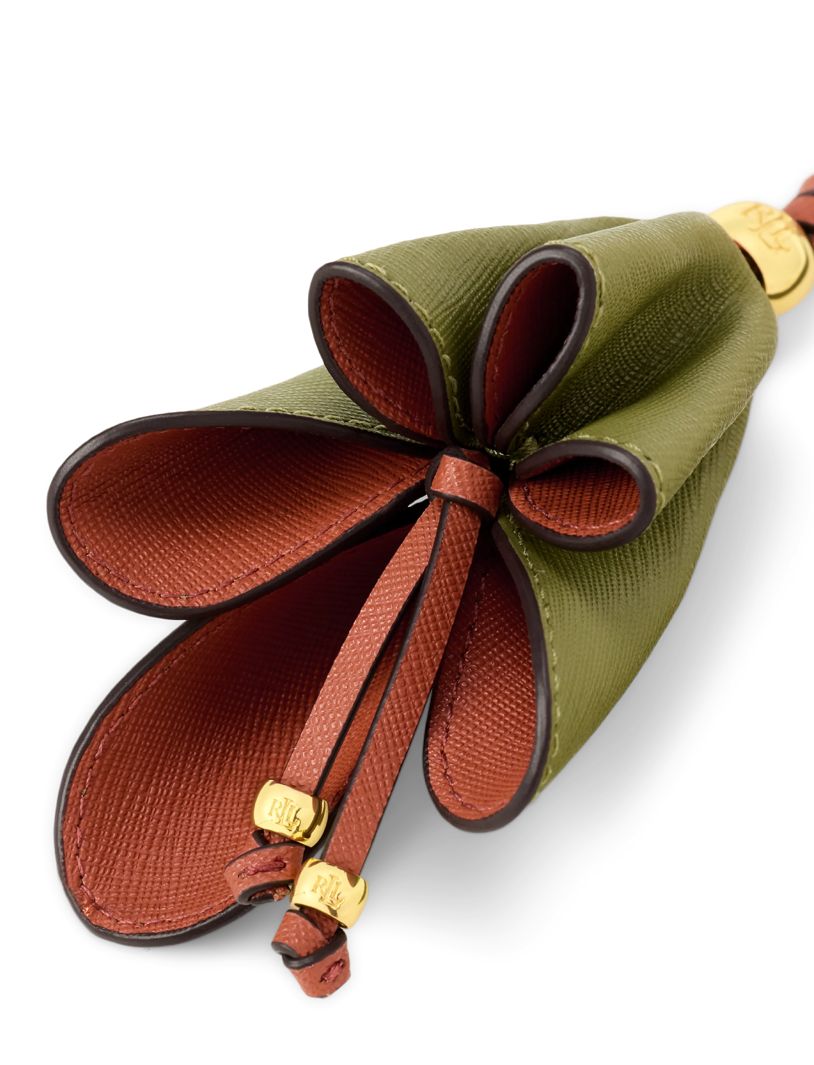 Lauren Ralph Lauren - Two-Tone Leather Flower Charm - key rings & bag charms - sage green/red te - 3