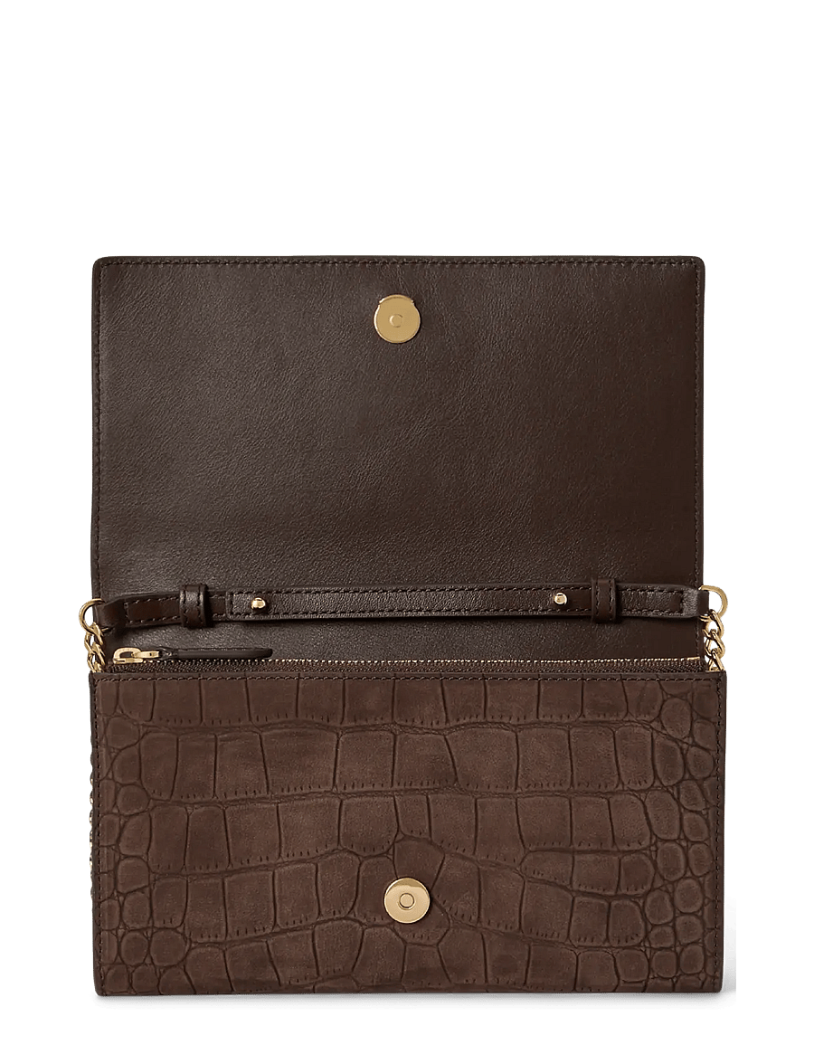 Lauren Ralph Lauren - Croc-Embossed Medium Adair II Crossbody - chestnut brown - 2