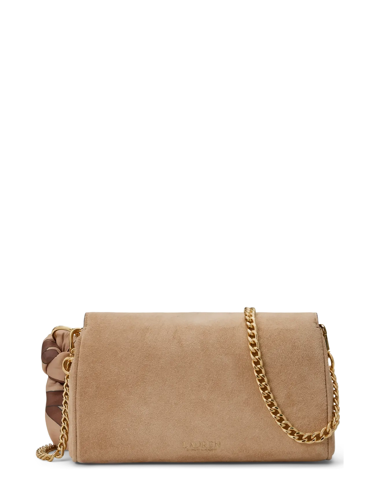 Lauren Ralph Lauren - Scarf-Trim Turn-Lock Wristlet Crossbody - camel/urban bltng - 1