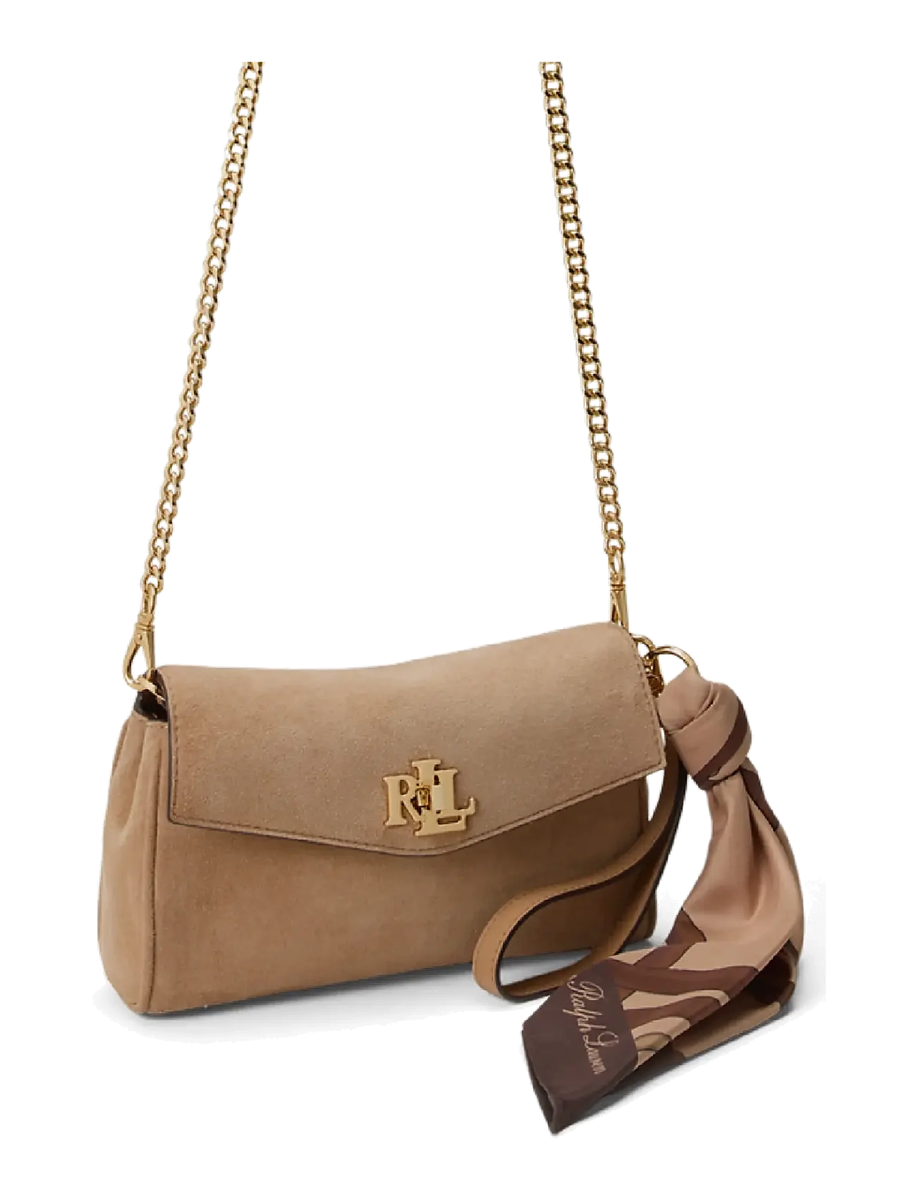 Lauren Ralph Lauren - Scarf-Trim Turn-Lock Wristlet Crossbody - camel/urban bltng - 2