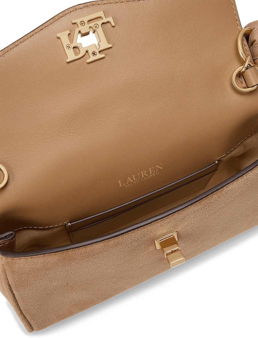 Lauren Ralph Lauren - Scarf-Trim Turn-Lock Wristlet Crossbody - camel/urban bltng - 4