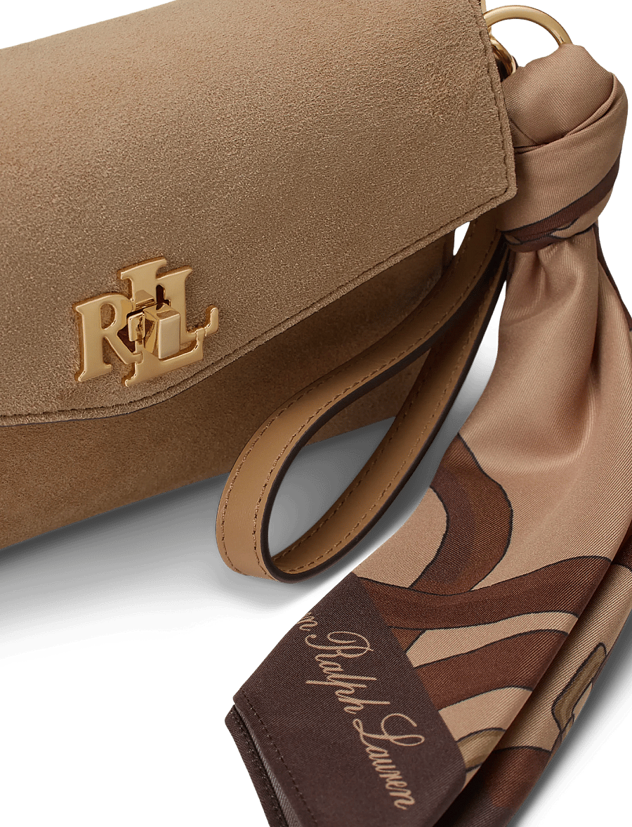 Lauren Ralph Lauren - Scarf-Trim Turn-Lock Wristlet Crossbody - camel/urban bltng - 5