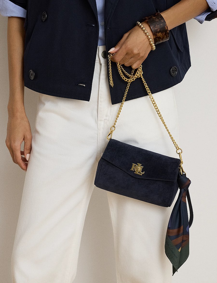 Lauren Ralph Lauren - Scarf-Trim Turn-Lock Wristlet Crossbody - lrn nvy/urban blt - 3