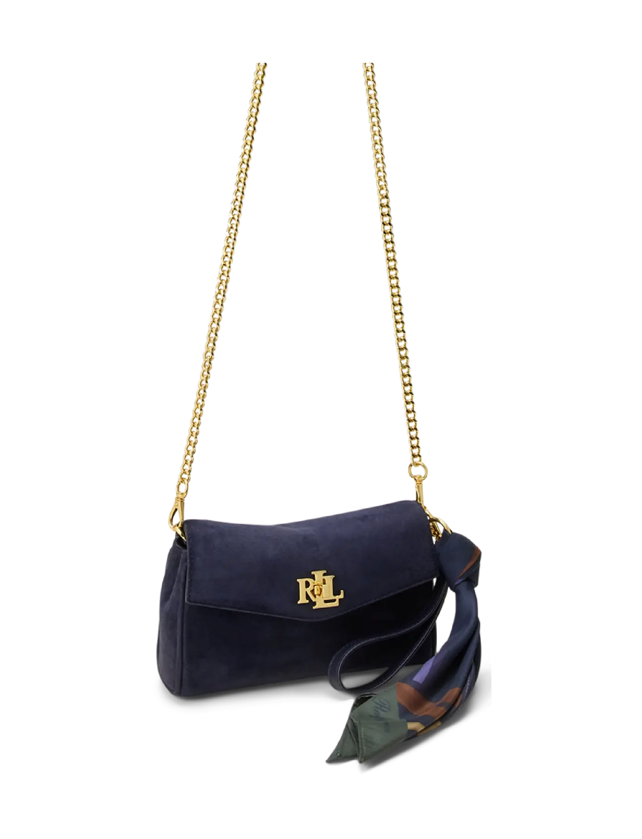 Lauren Ralph Lauren - Scarf-Trim Turn-Lock Wristlet Crossbody - lrn nvy/urban blt - 2