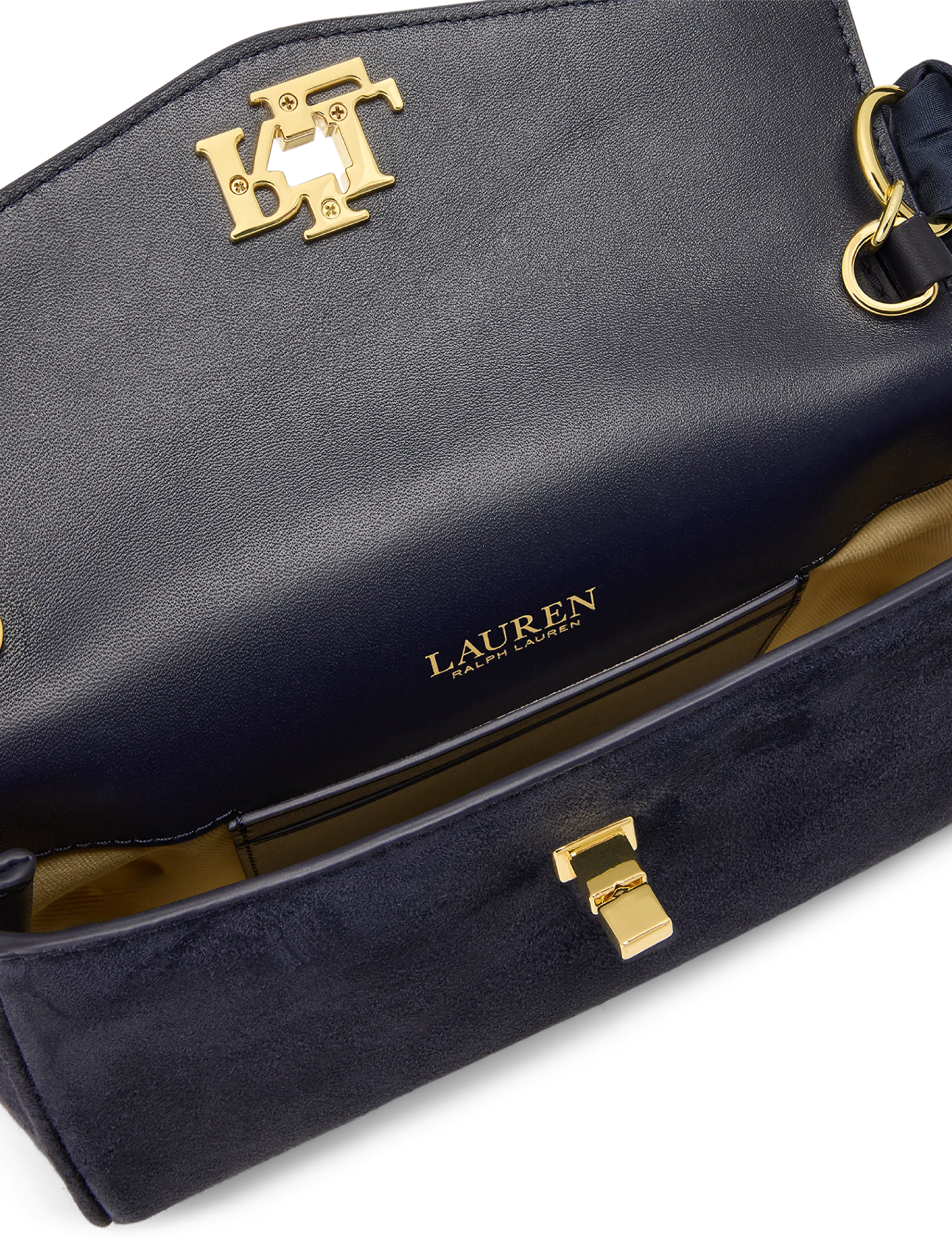 Lauren Ralph Lauren - Scarf-Trim Turn-Lock Wristlet Crossbody - lrn nvy/urban blt - 4