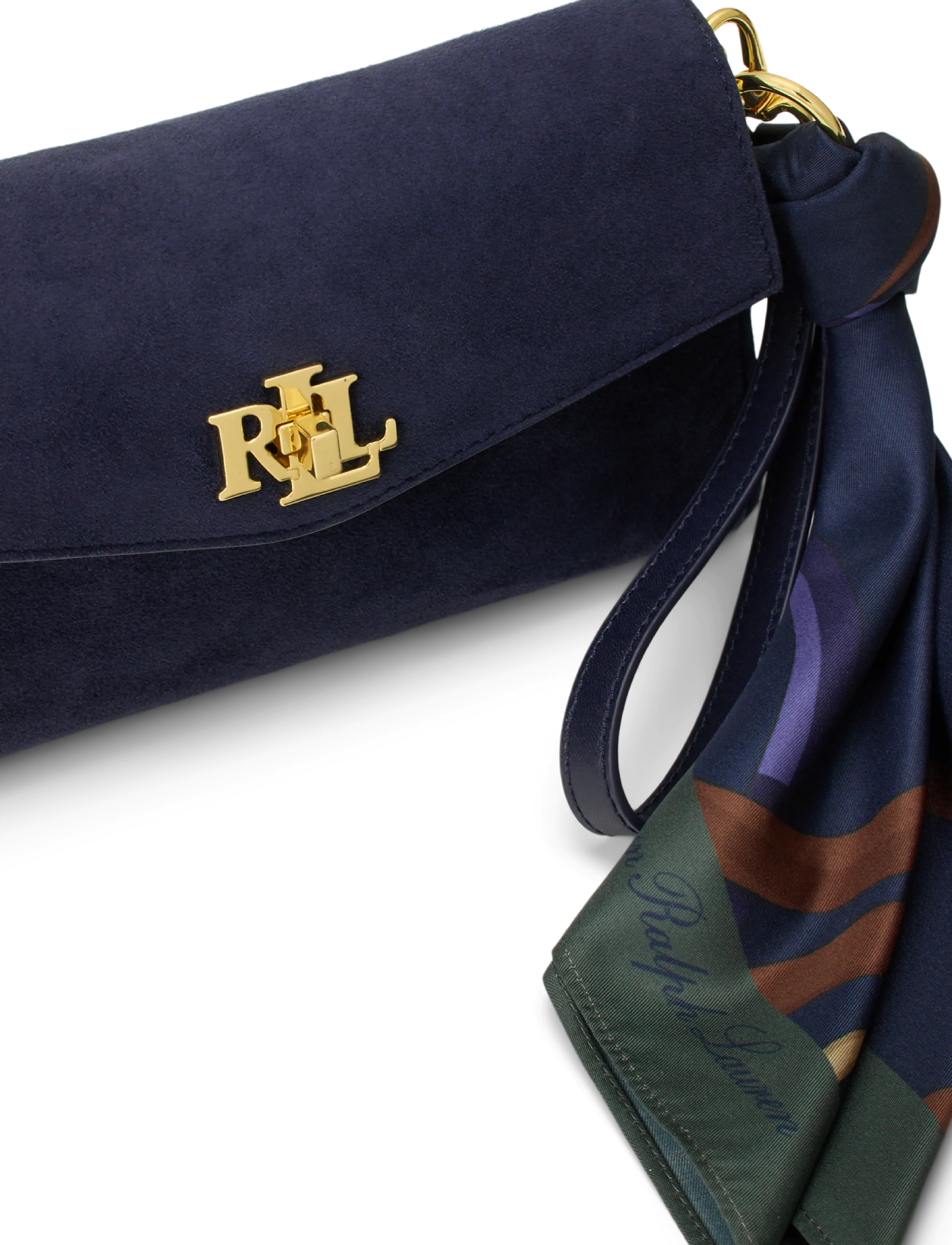 Lauren Ralph Lauren - Scarf-Trim Turn-Lock Wristlet Crossbody - lrn nvy/urban blt - 5