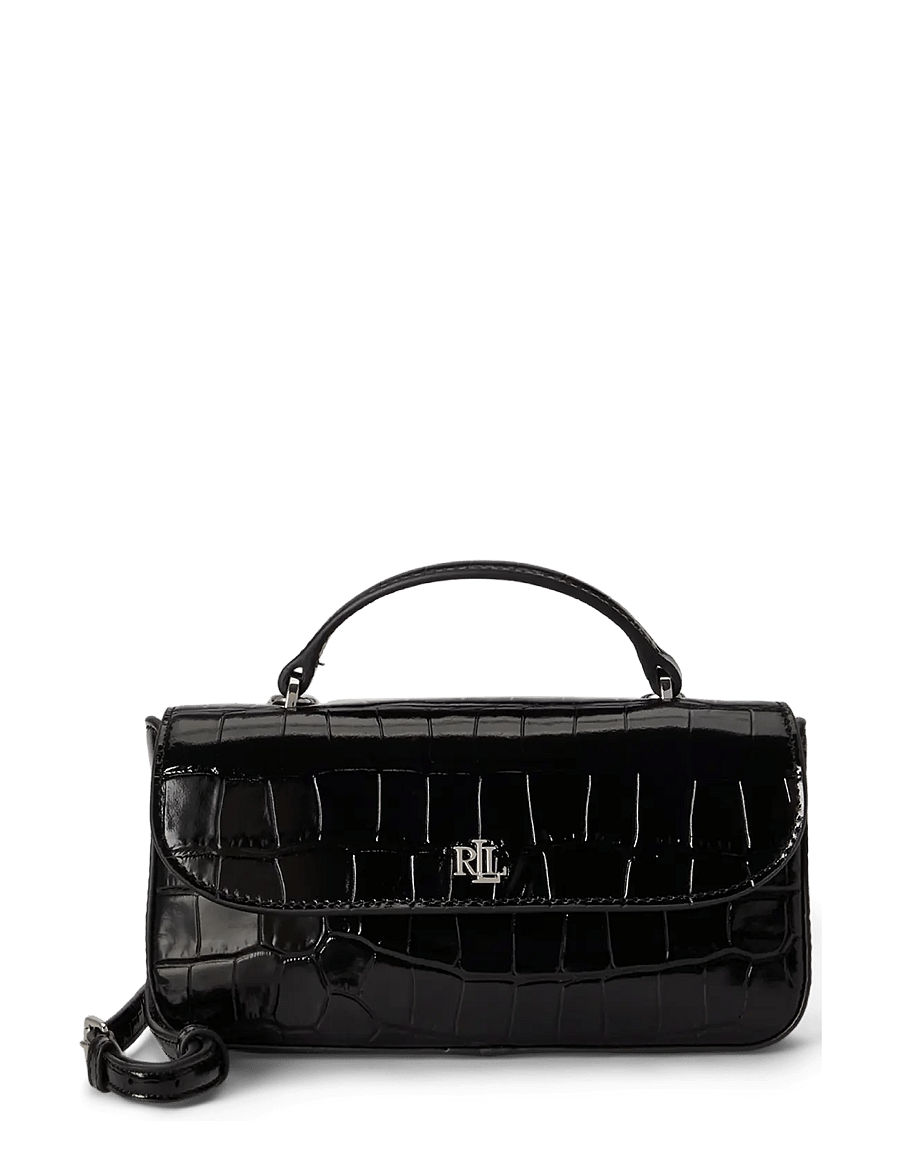 Lauren Ralph Lauren - Croc-Embossed Marcy Crossbody Wallet - black - 0