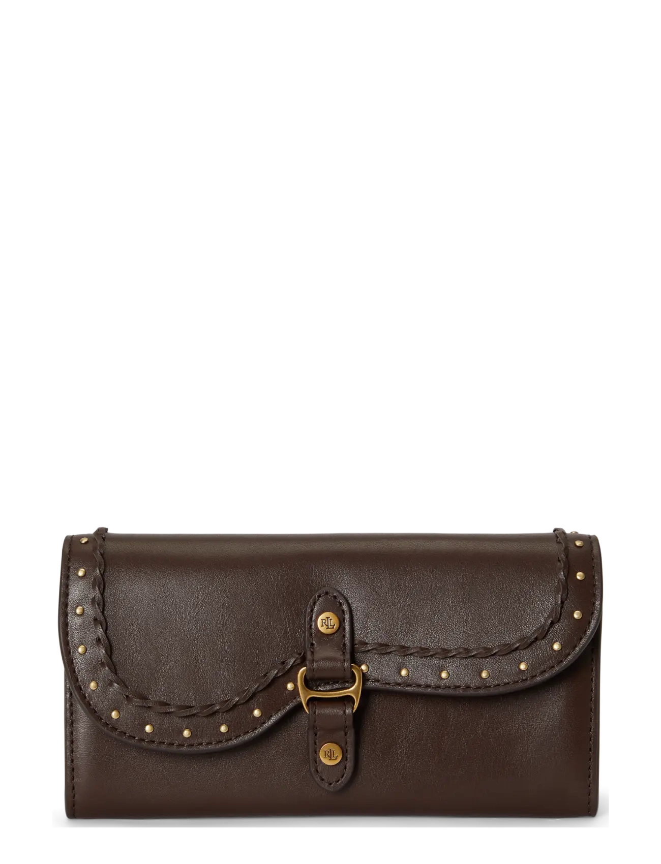 Lauren Ralph Studded Leather Tasha Continental Wallet, One Size, Card Holders & Wallets, Braun - Frauen