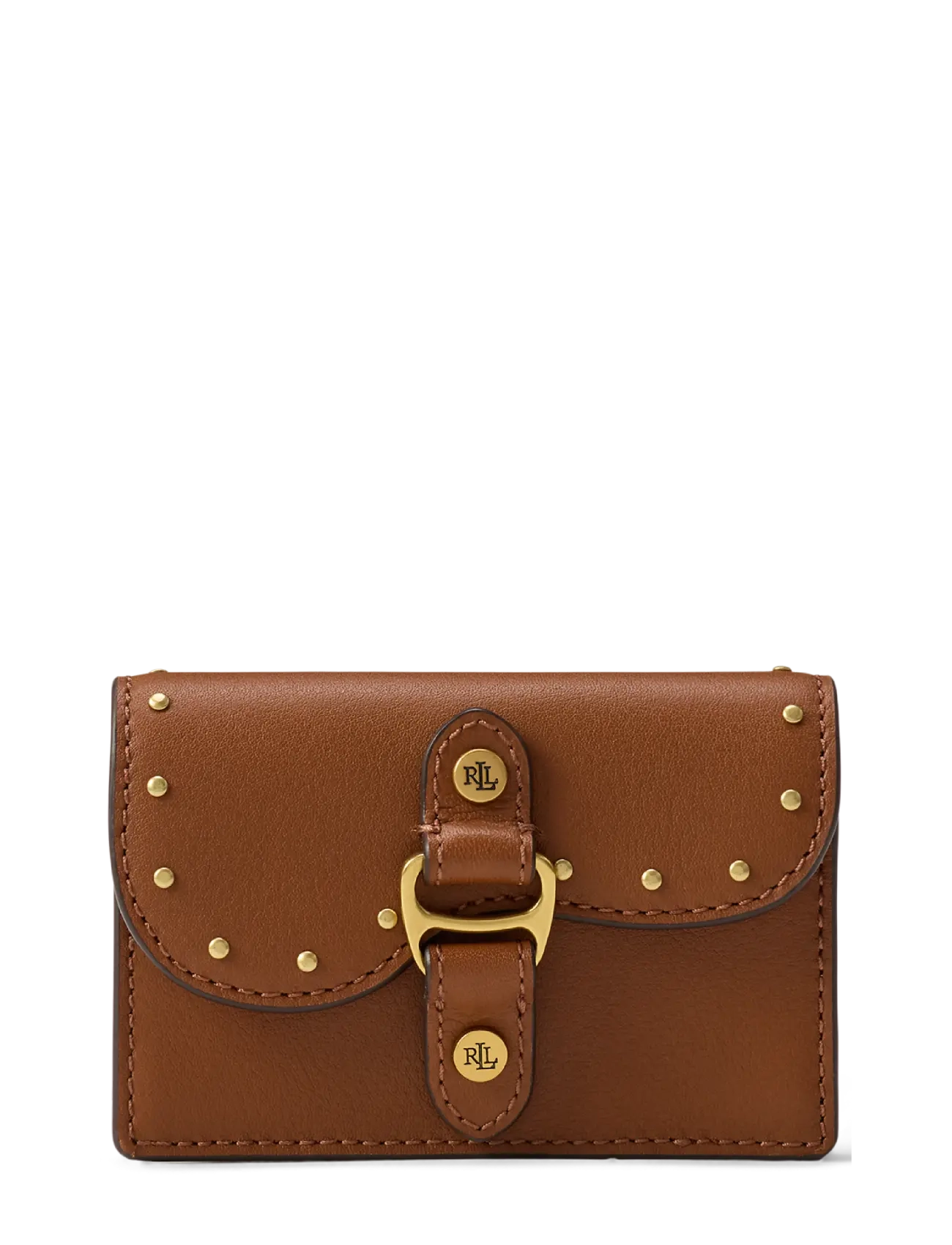 Lauren Ralph Studded Leather Small Tasha Card Case, One Size, Holders & Wallets, Braun - Holder, Frauen
