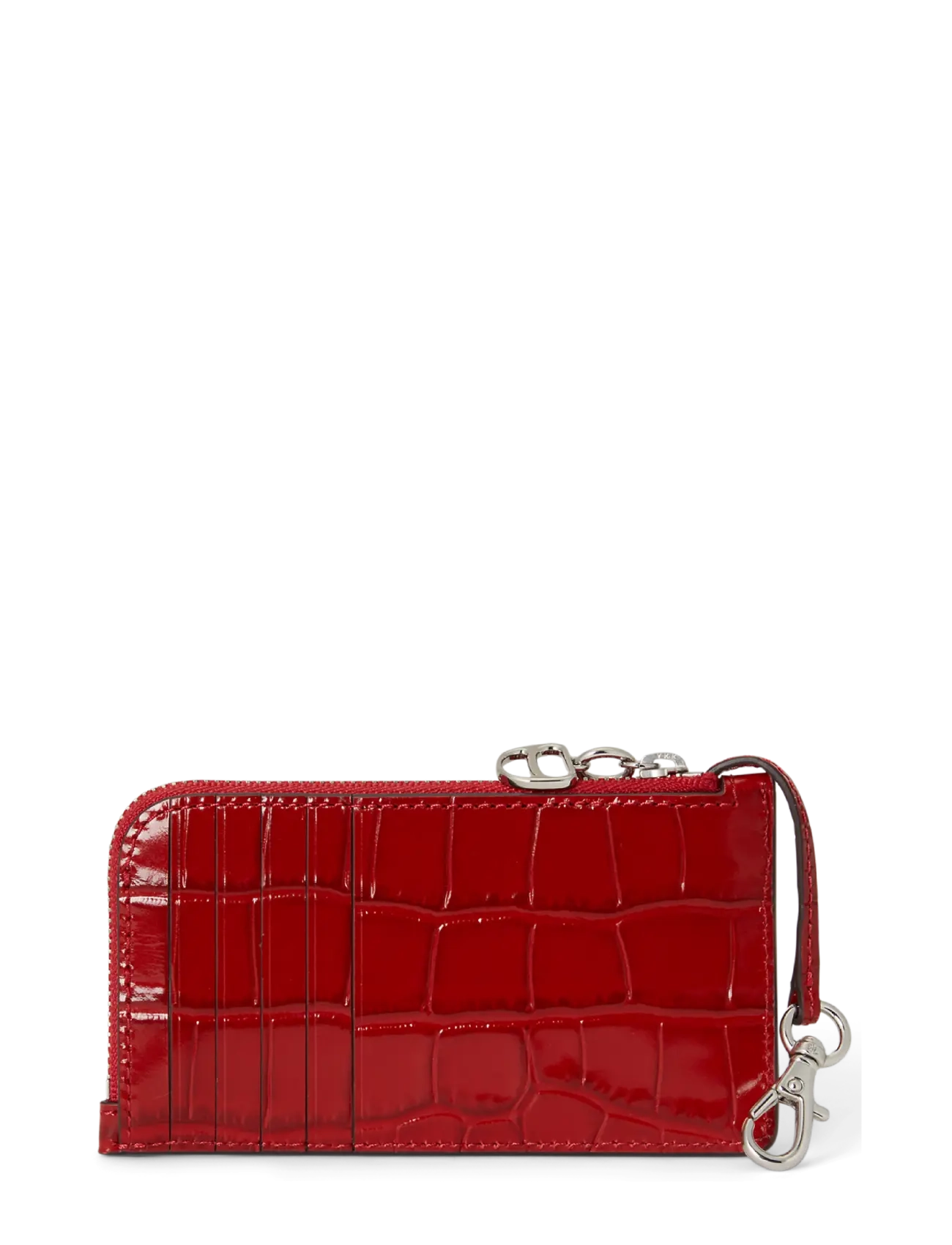 Lauren Ralph Lauren - Croc-Embossed Leather L-Zip Card Case - kortholdere - festive red - 1
