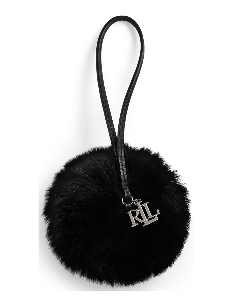 Lauren Ralph Lauren - Leather & Shearling Pom-Pom Bag Charm - porte-clés & breloques pour sacs - black - 0