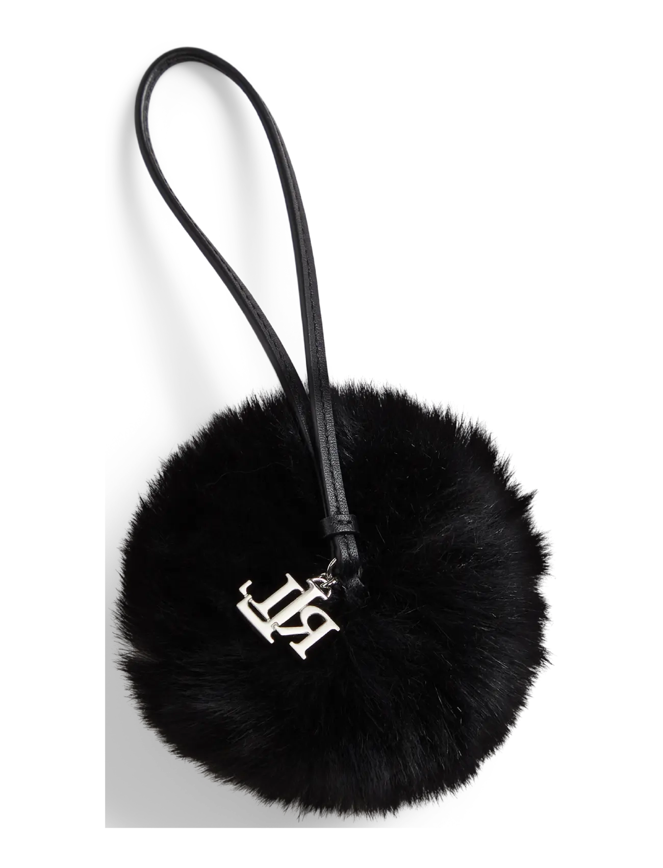 Lauren Ralph Lauren - Leather & Shearling Pom-Pom Bag Charm - black - 1