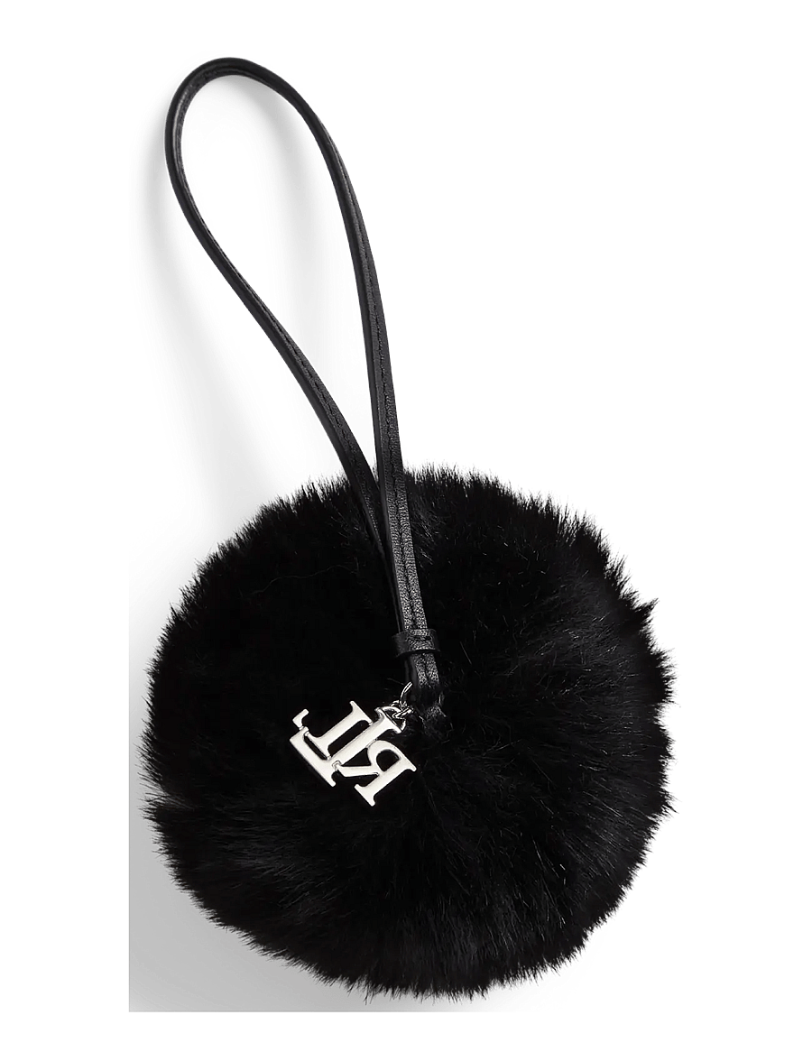 Lauren Ralph Lauren - Leather & Shearling Pom-Pom Bag Charm - porte-clés & breloques pour sacs - black - 1