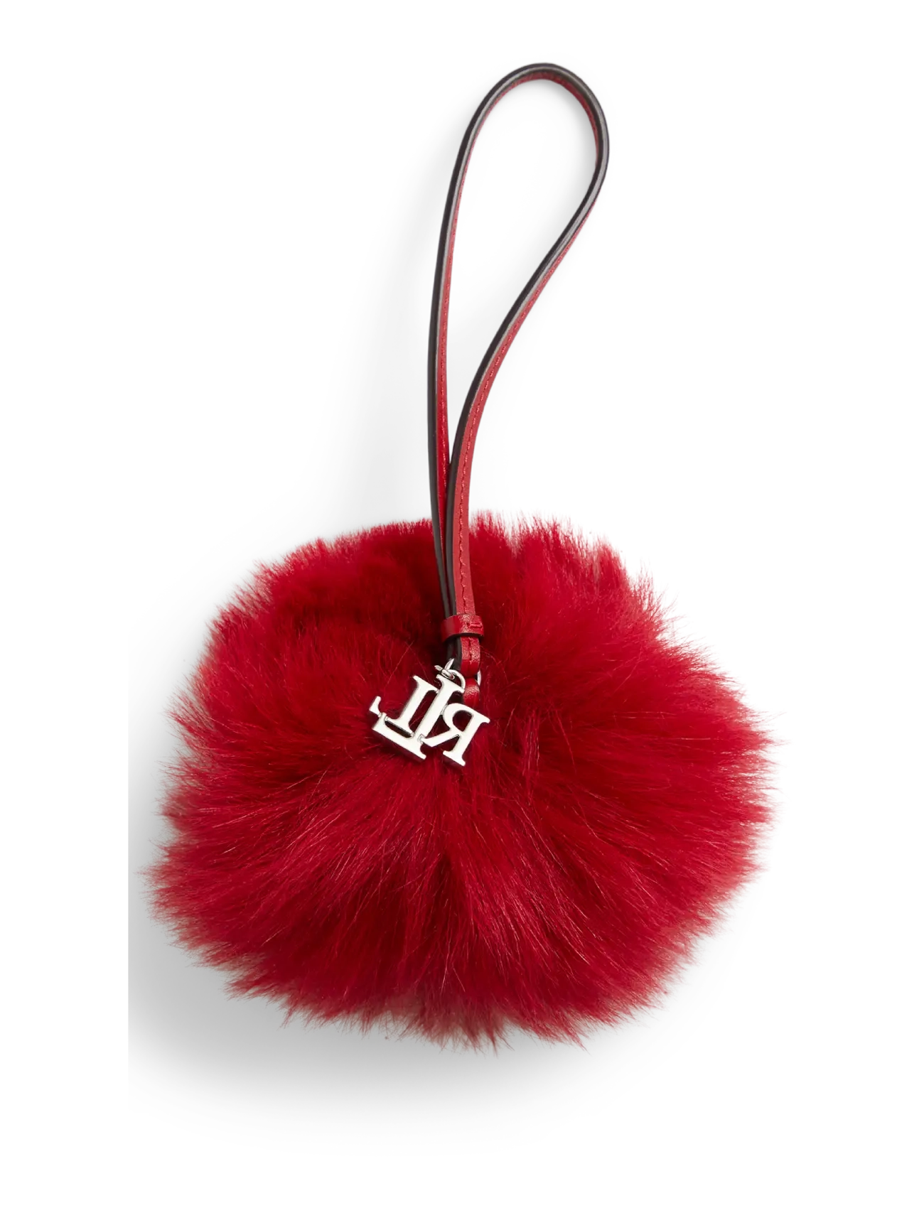Lauren Ralph Lauren - Leather & Shearling Pom-Pom Bag Charm - festive red - 1