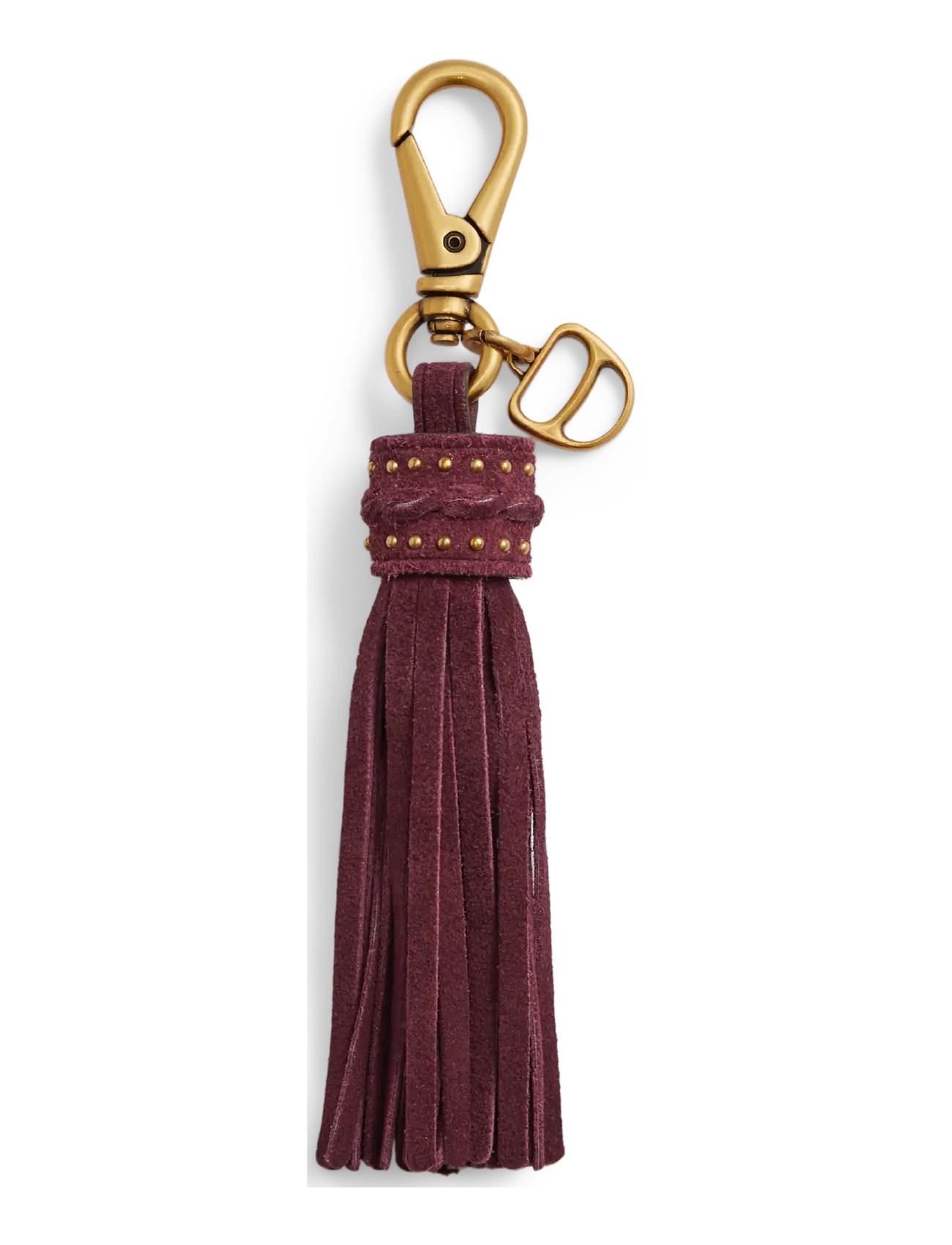 Lauren Ralph Lauren D-Ring & Studded Suede Tassel Charm - Accessoires - DARK GARNET / burgundy