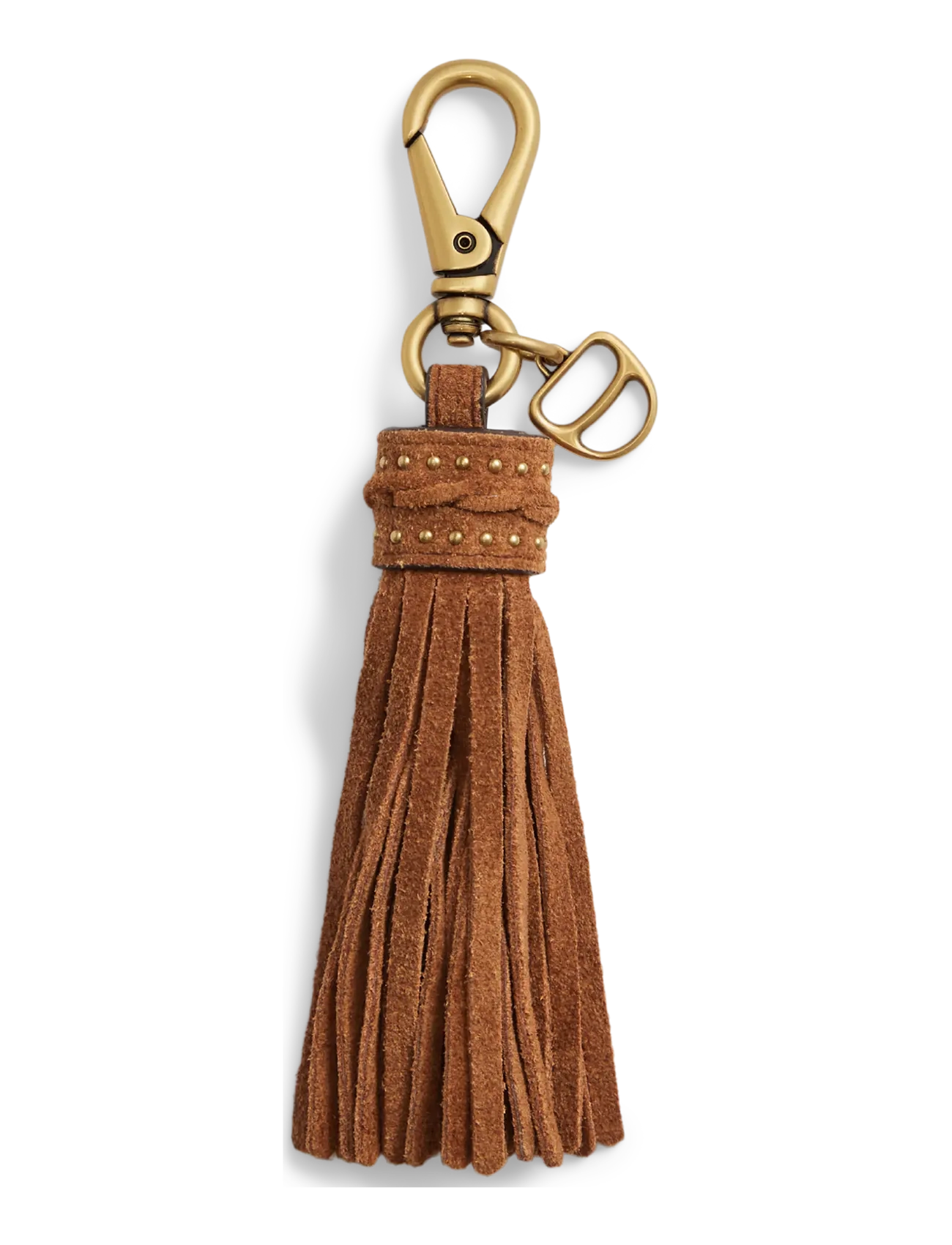 Lauren Ralph D-Ring & Studded Suede Tassel Charm, One Size, Accessories, Braun - Key Rings Bag Charms, Frauen