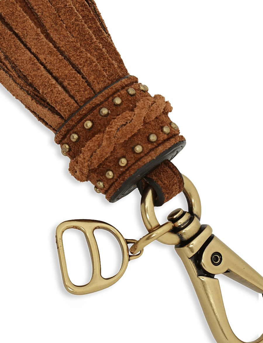Lauren Ralph Lauren - D-Ring & Studded Suede Tassel Charm - porte-clés & breloques pour sacs - lauren tan - 3