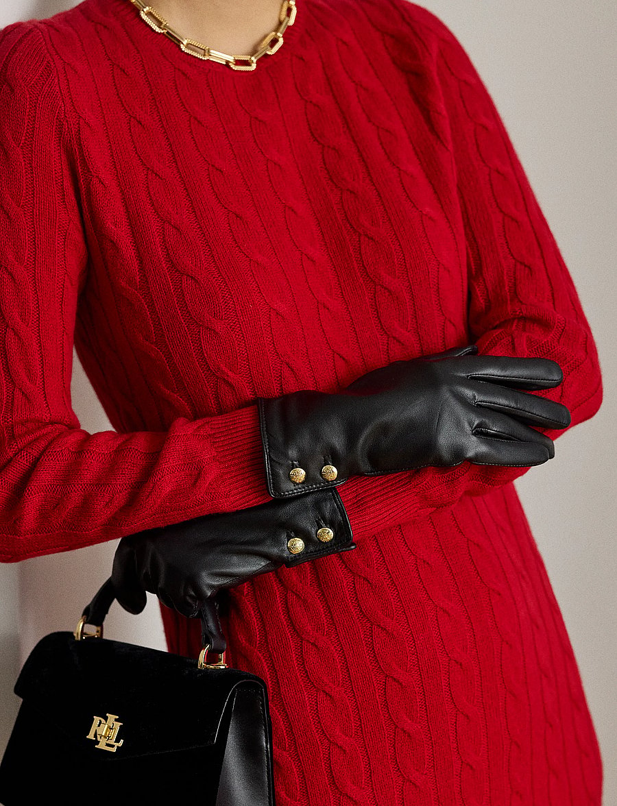 Lauren Ralph Lauren - Sheepskin Tech Gloves - nahast kindad - black - 0