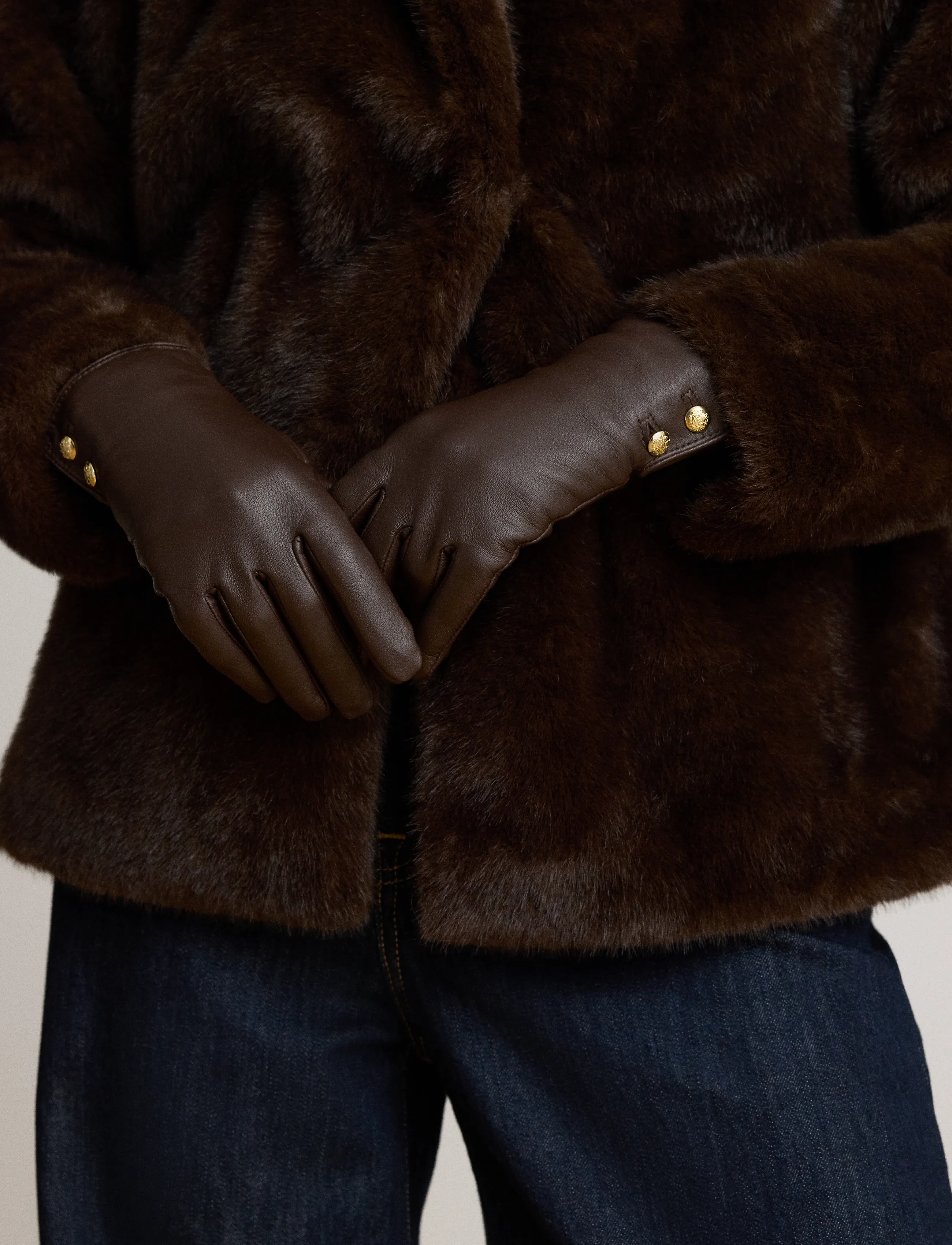 Lauren Ralph Lauren - Sheepskin Tech Gloves - skinnhandskar - brown - 2