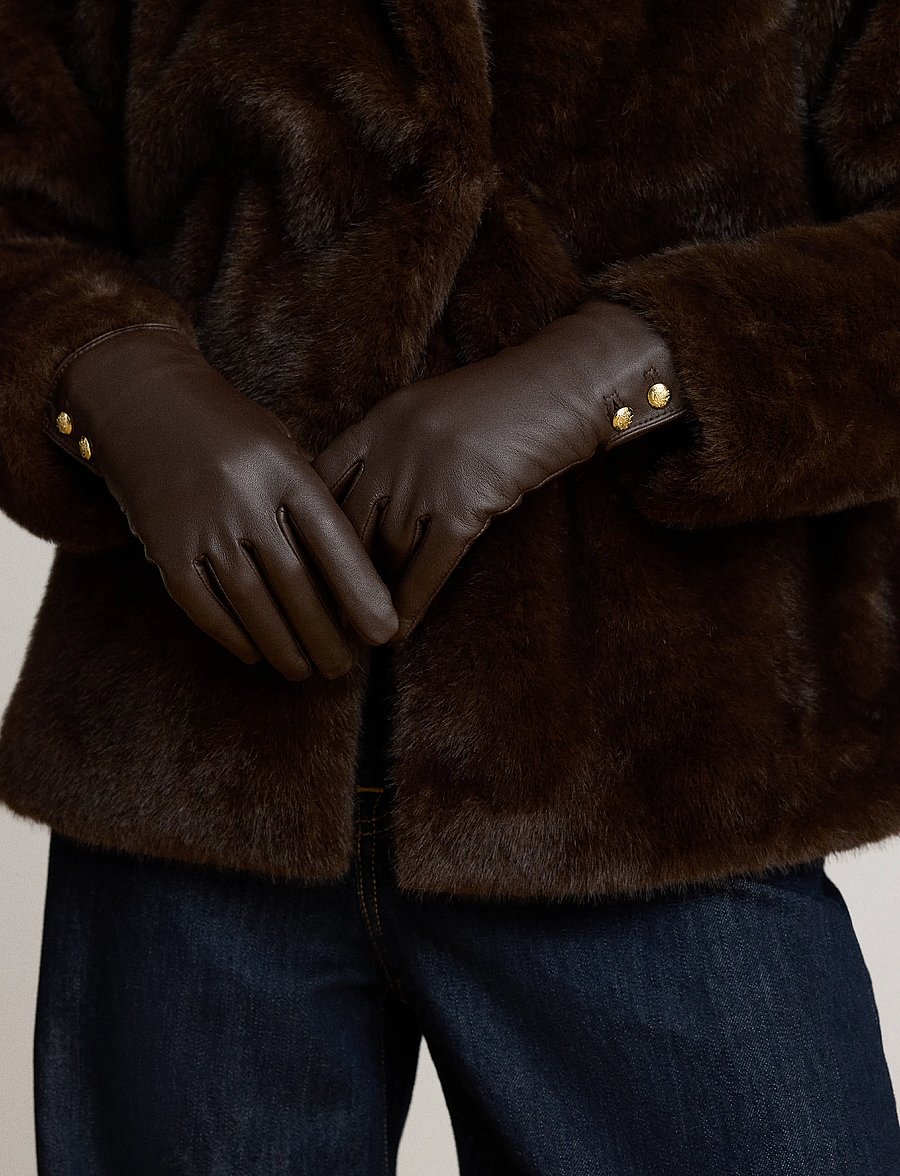 Lauren Ralph Lauren - Sheepskin Tech Gloves - skinnhandskar - brown - 2
