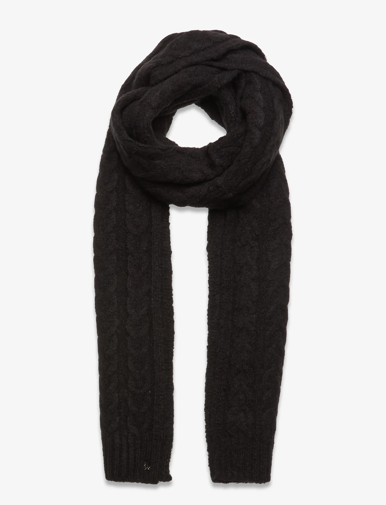 Lauren Ralph Lauren - Cable-Knit Scarf - talvesallid - black - 0