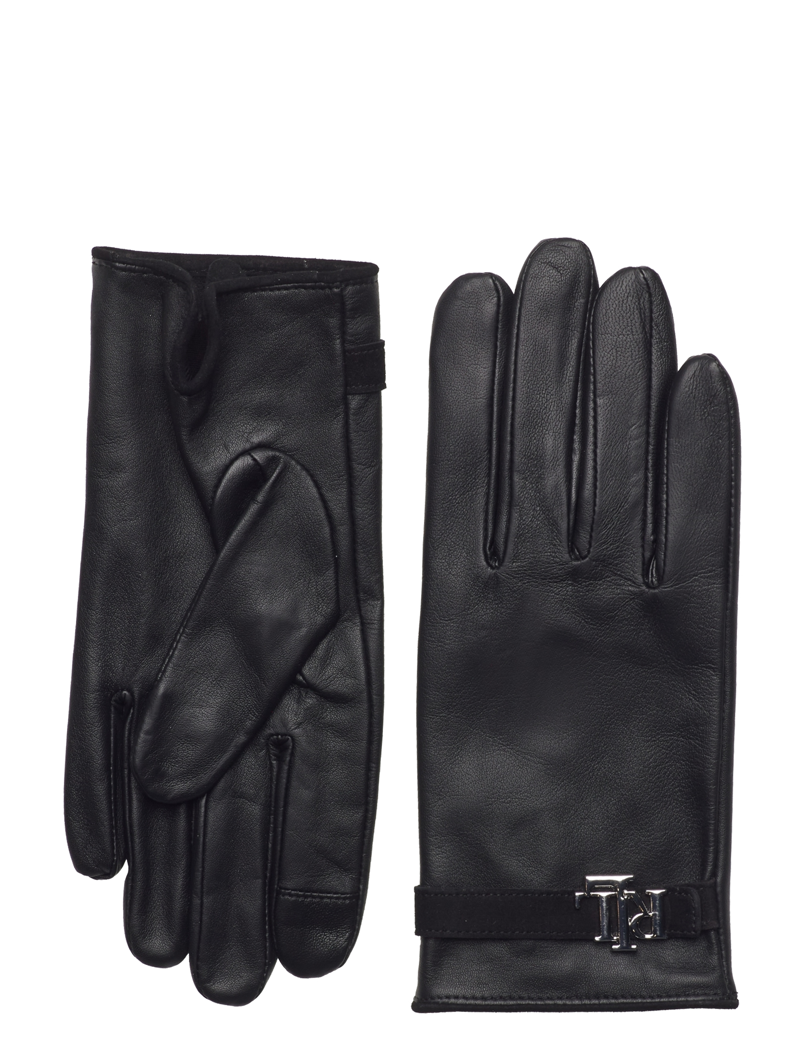 Lauren Ralph Logolthr Glv-Glove, L, Gloves, Schwarz - Finger Frauen