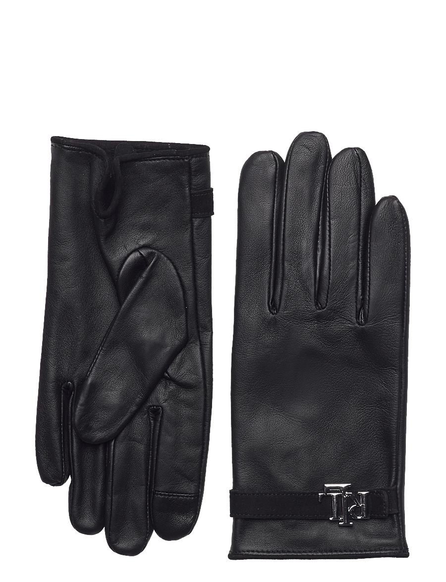 Lauren Ralph Lauren - Logo-Trim Sheepskin Tech Gloves - lederhandschuhe - black - 0