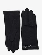 Leather-TrimTK! Wool-Blend Tech Gloves - BLACK