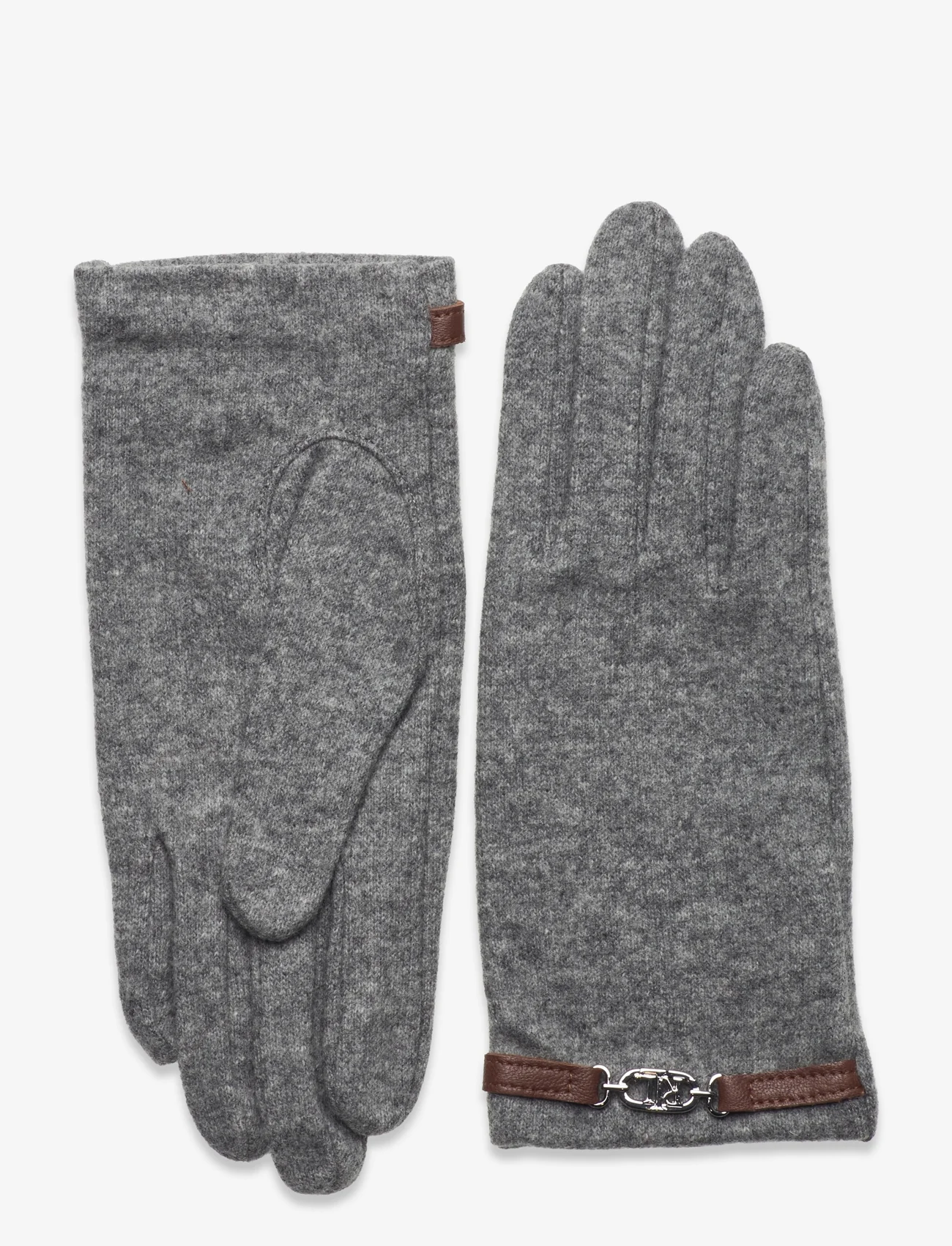 Lauren Ralph Lauren - Leather-TrimTK! Wool-Blend Tech Gloves - gants avec doigts - grey heather - 0